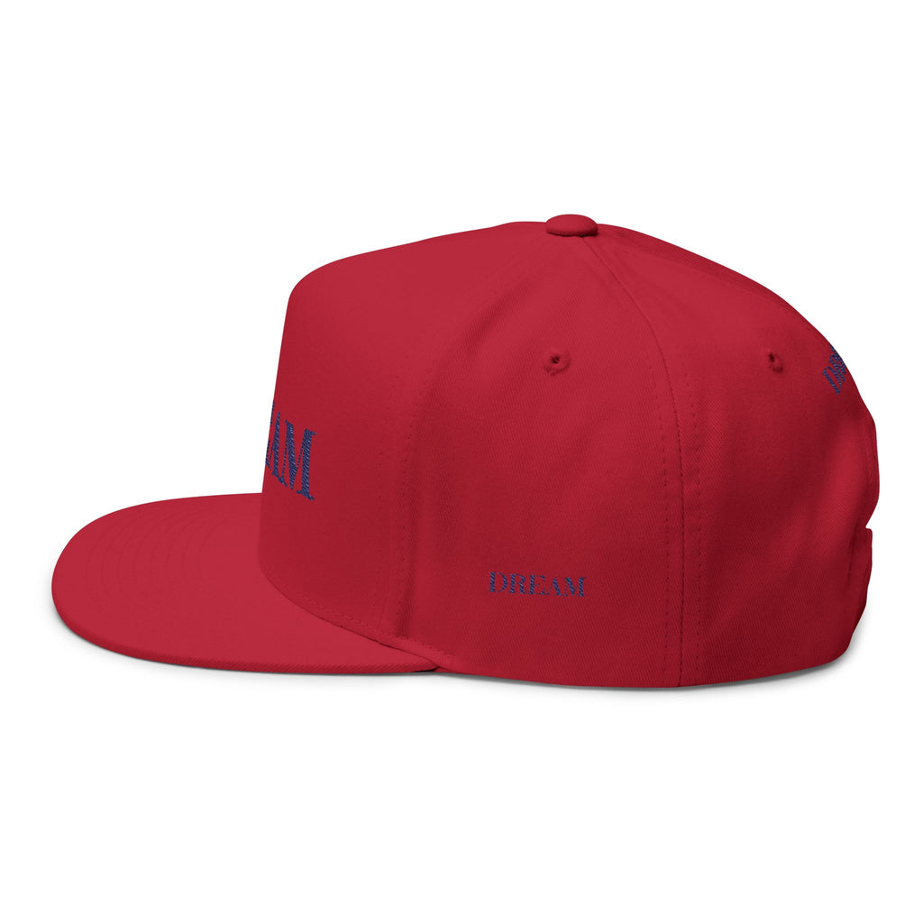 Dream Embroidered Flat Bill Cap — Minimal Motivational Snapback
