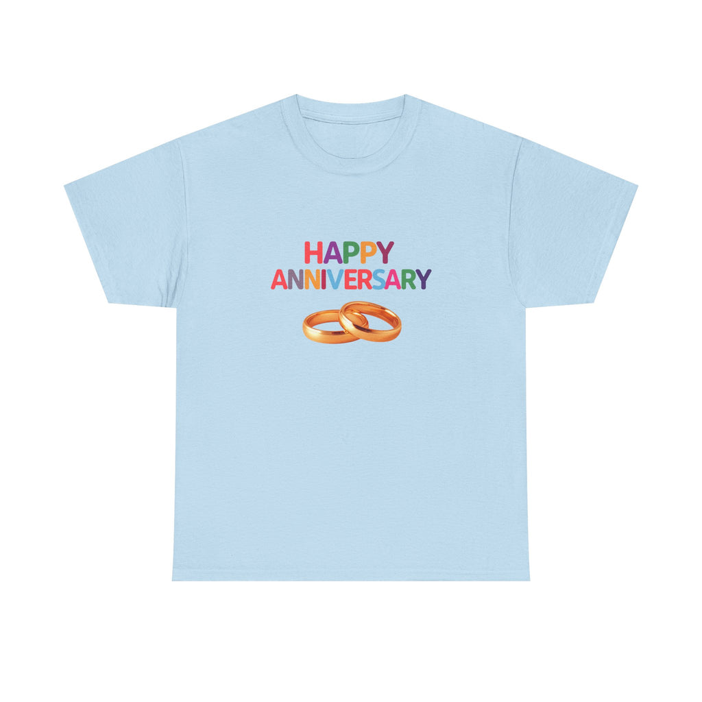 Anniversary T-Shirt — "Happy Anniversary" with Gold Rings