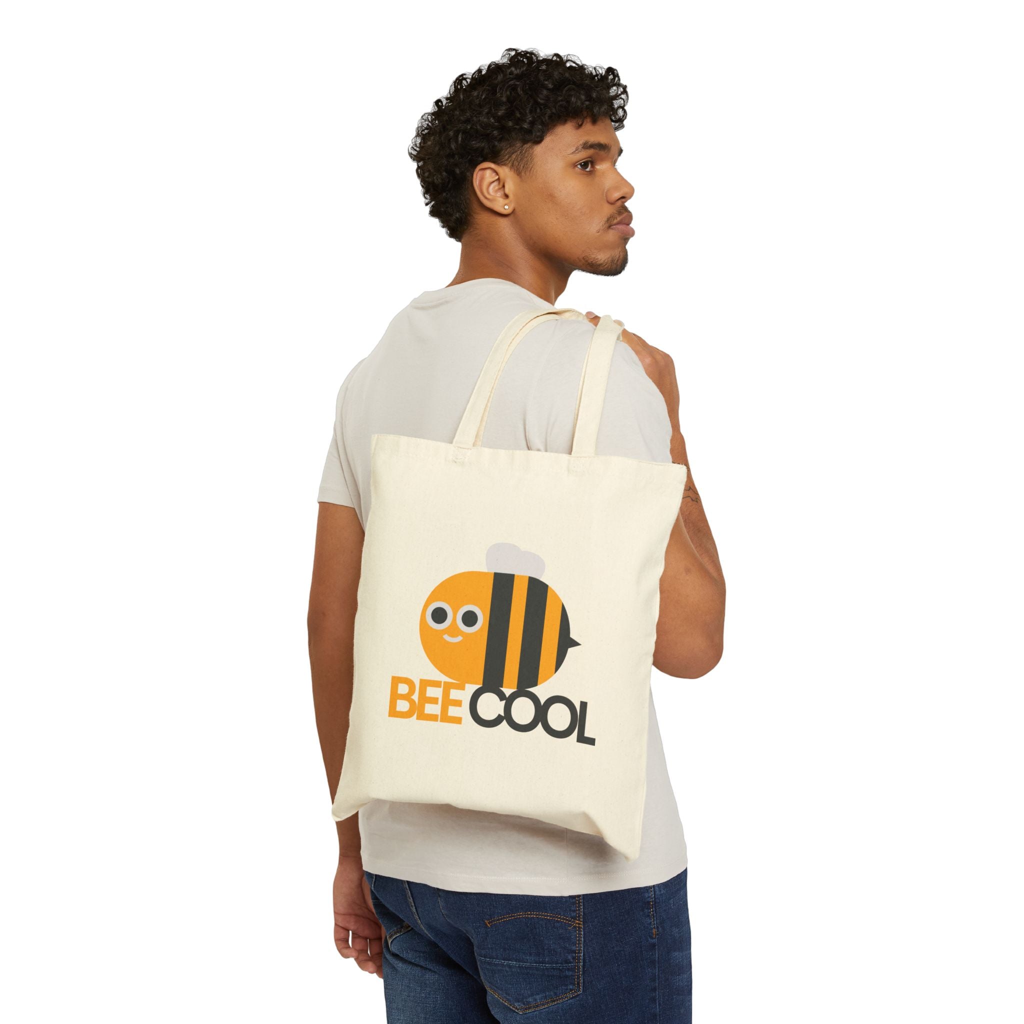 Bee Cool Canvas Tote Bag — Cute Eco-Friendly Reusable Grocery Bag