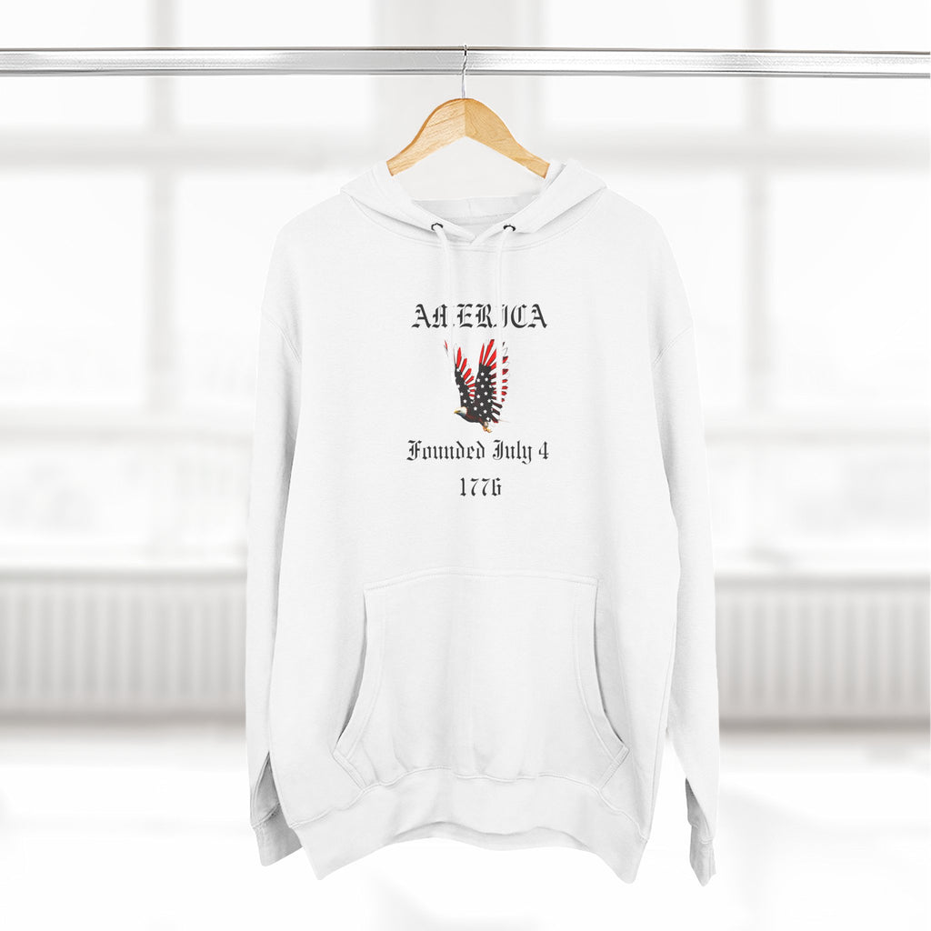 America Eagle Hoodie — Founded July 4, 1776 Patriotic Fleece Pullover