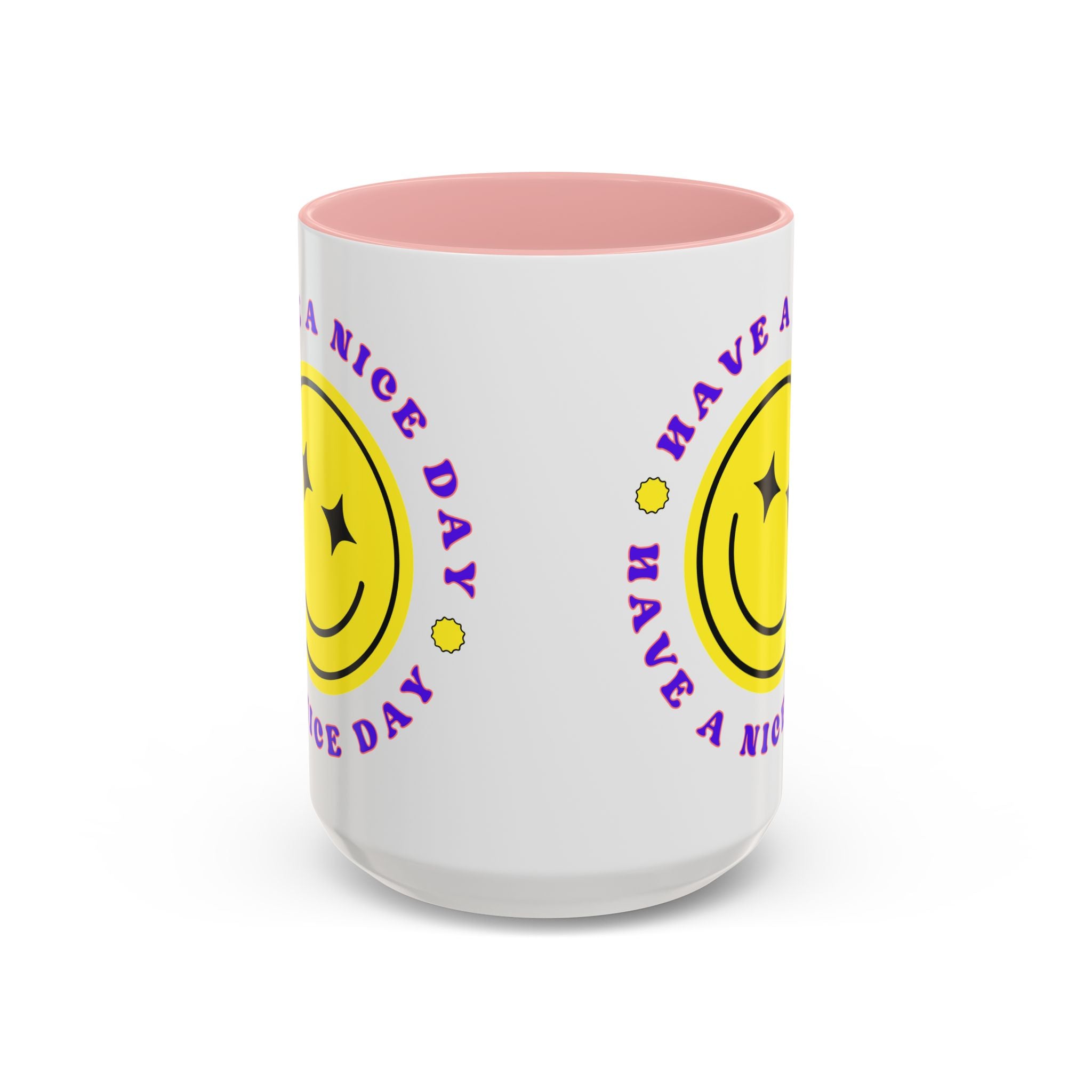 Have a Nice Day Smile Face Coffee Mug — Retro Yellow Smiley Accent Mug (11/15oz)