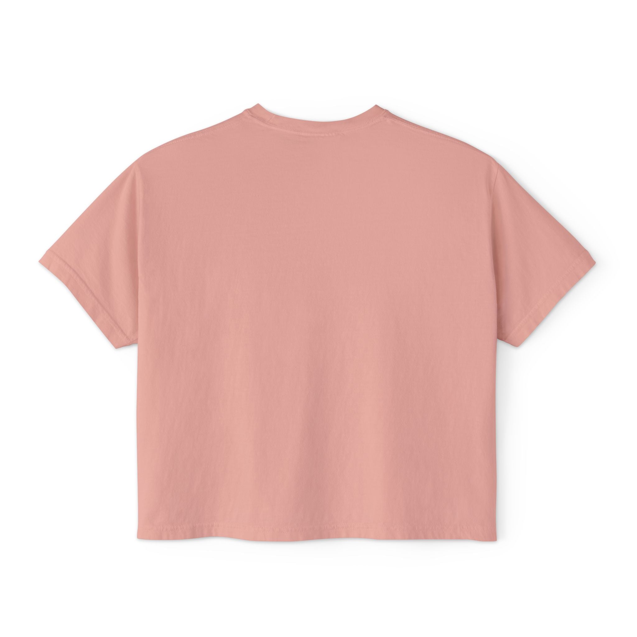 Floral Bouquet Women's Boxy Tee — Cropped White T-Shirt with Pink Rose Design