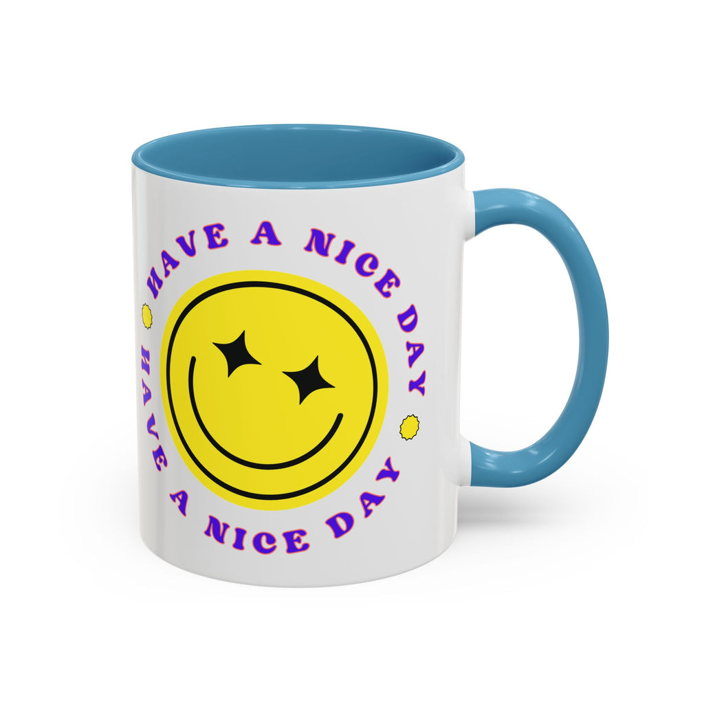 Have a Nice Day Smile Face Coffee Mug — Retro Yellow Smiley Accent Mug (11/15oz)