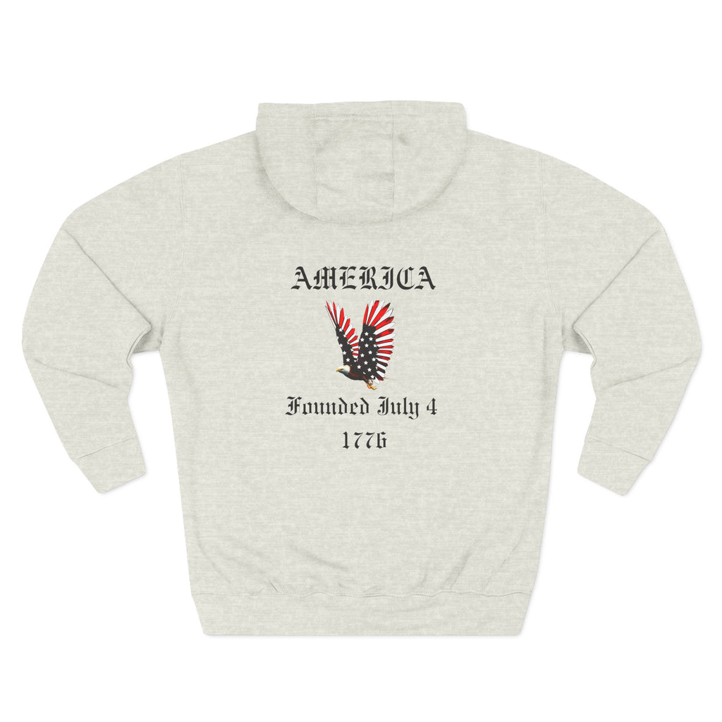 America Eagle Hoodie — Founded July 4, 1776 Patriotic Fleece Pullover