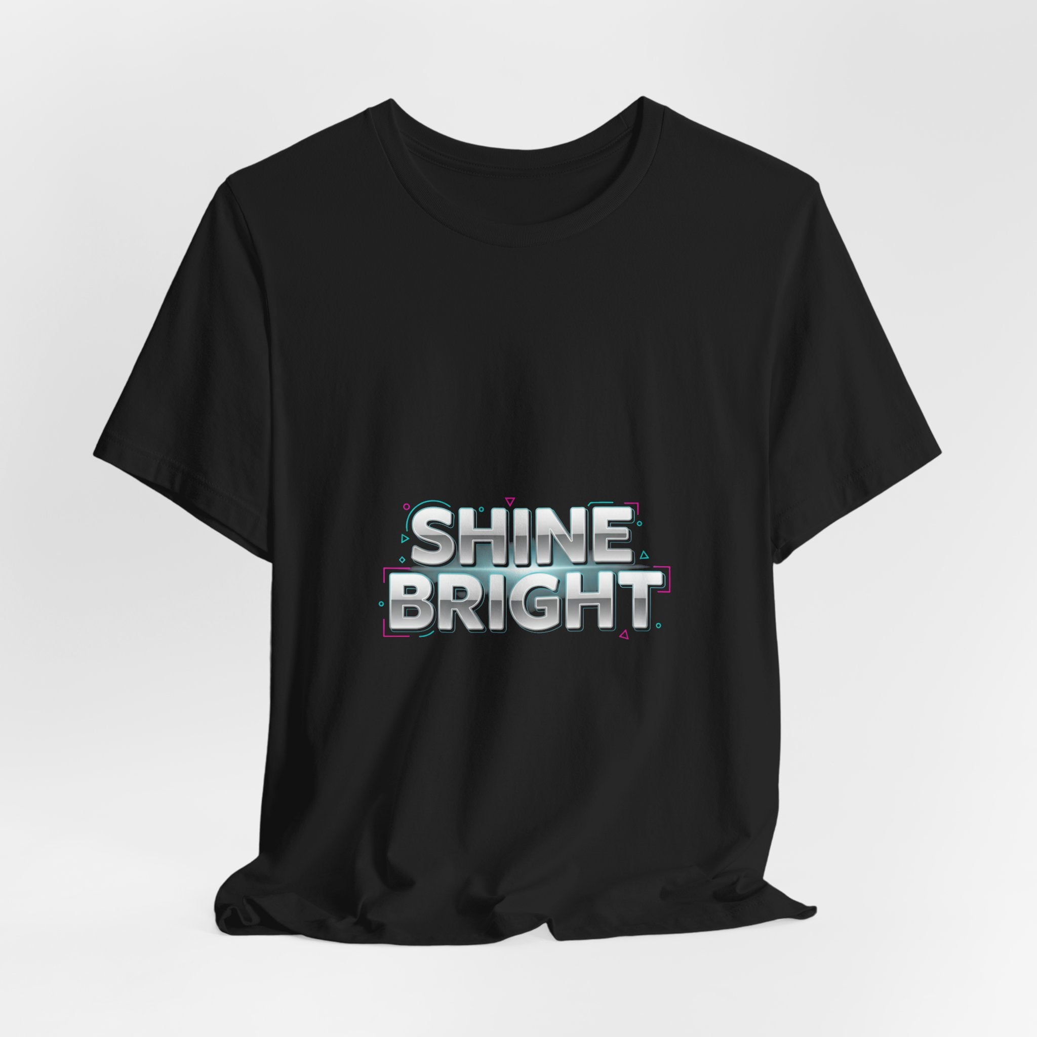 Copy of Shine Bright chrome text Tee | metallic wordmark, Y2K bevel font