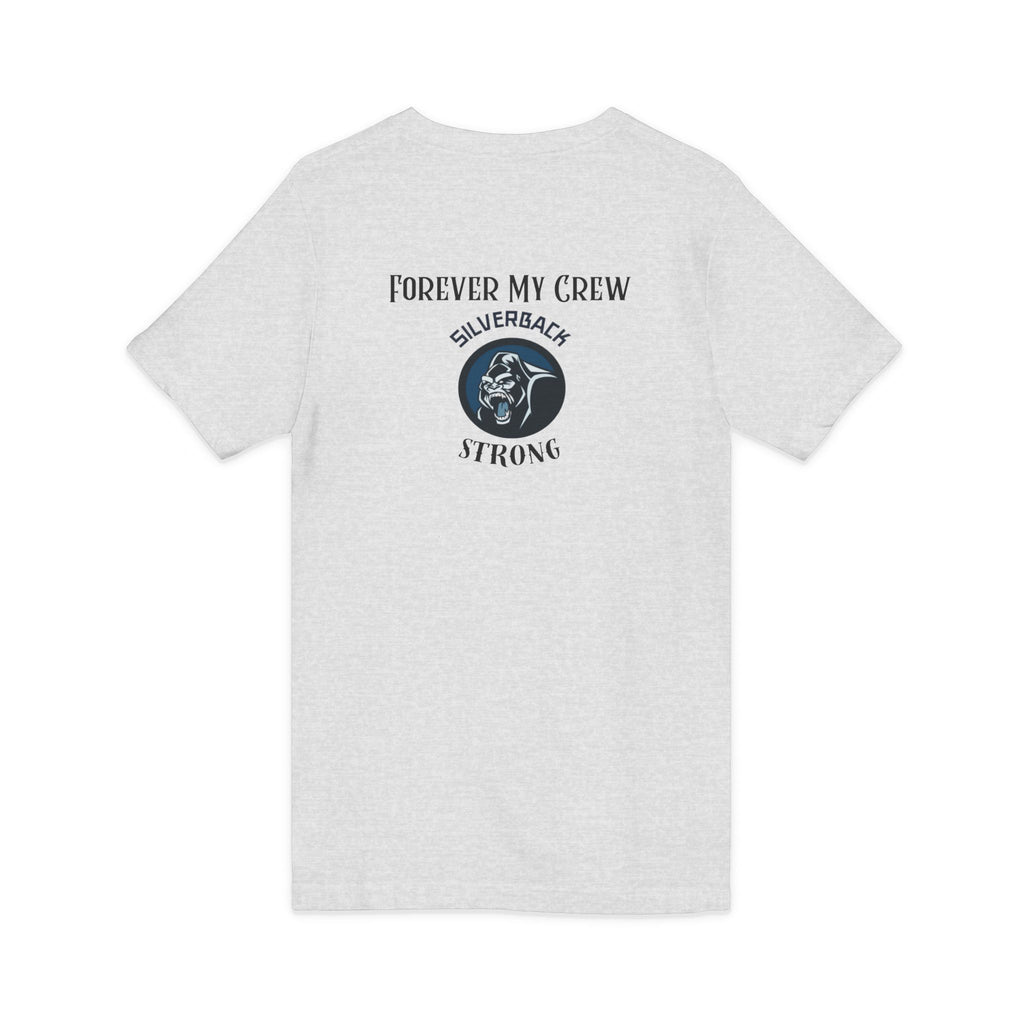 Silverback Strong V-Neck Tee — "Forever My Crew" Gorilla Tribute Shirt