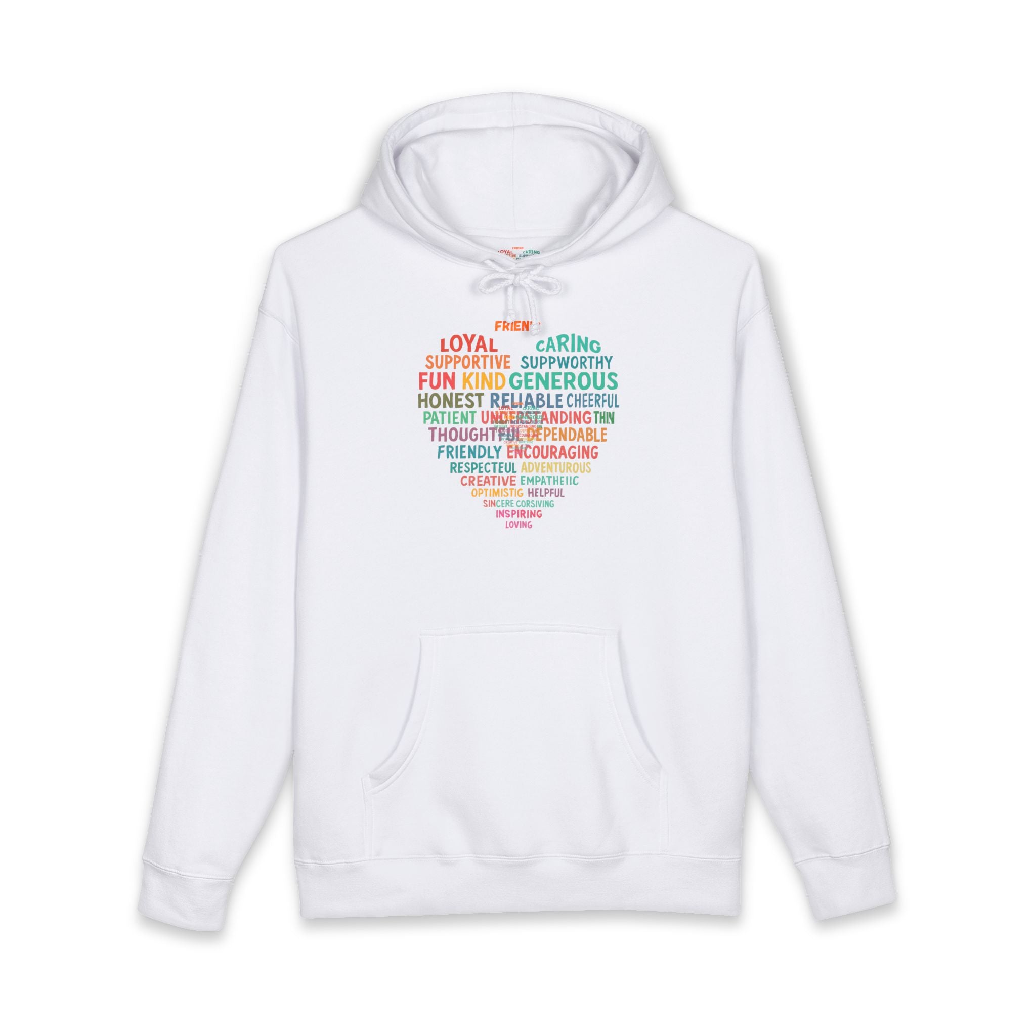 Heart Word Cloud Hoodie — Positive Traits Graphic Pullover