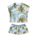Tropical Palm Beach Women's Pajama Set – All-Over Print Short Lounge Set