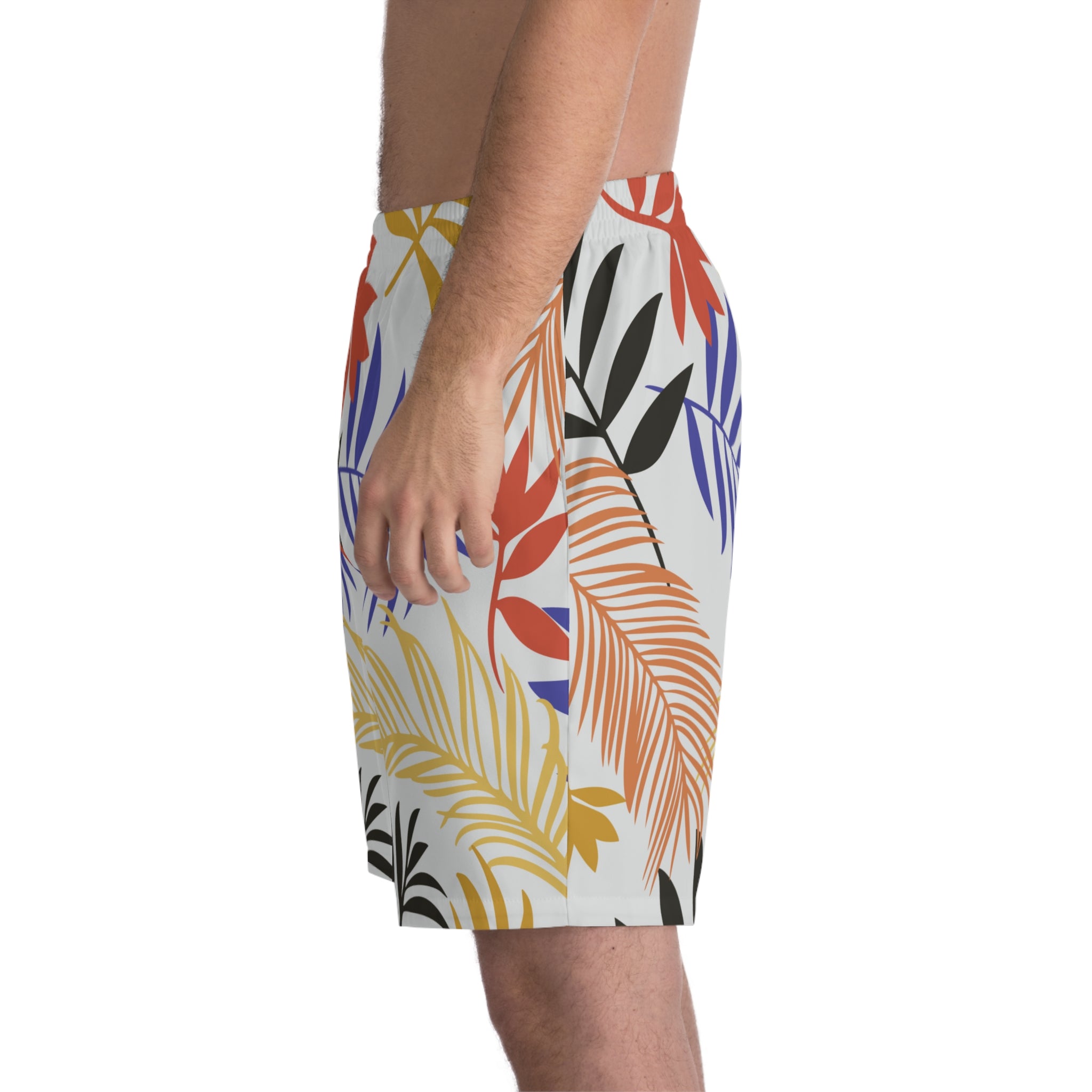 Tropical Leaf Beach Shorts — Colorful Palm Print Summer Swim Trunks
