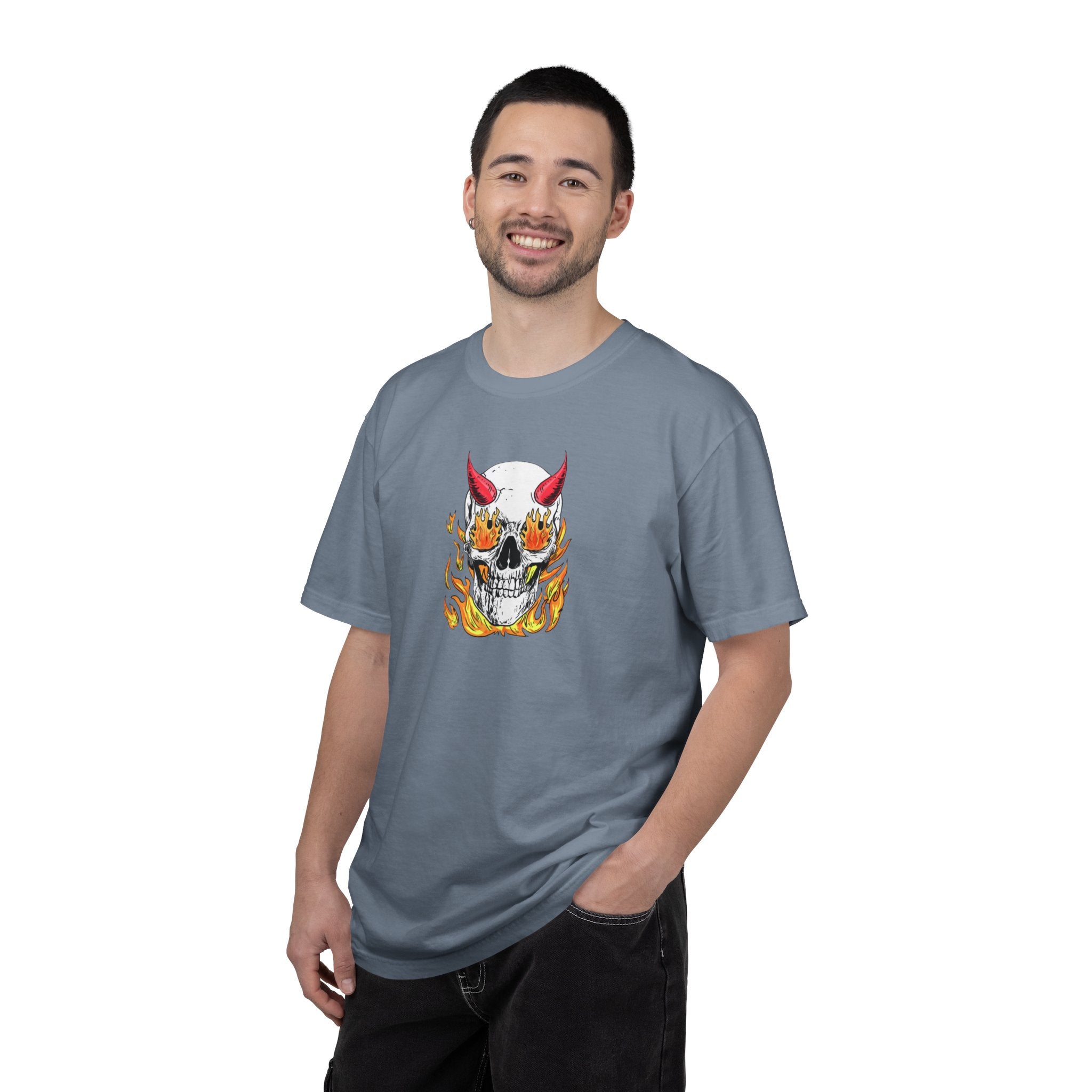 Flaming Devil Skull T-Shirt — Edgy Retro Tattoo Graphic Tee