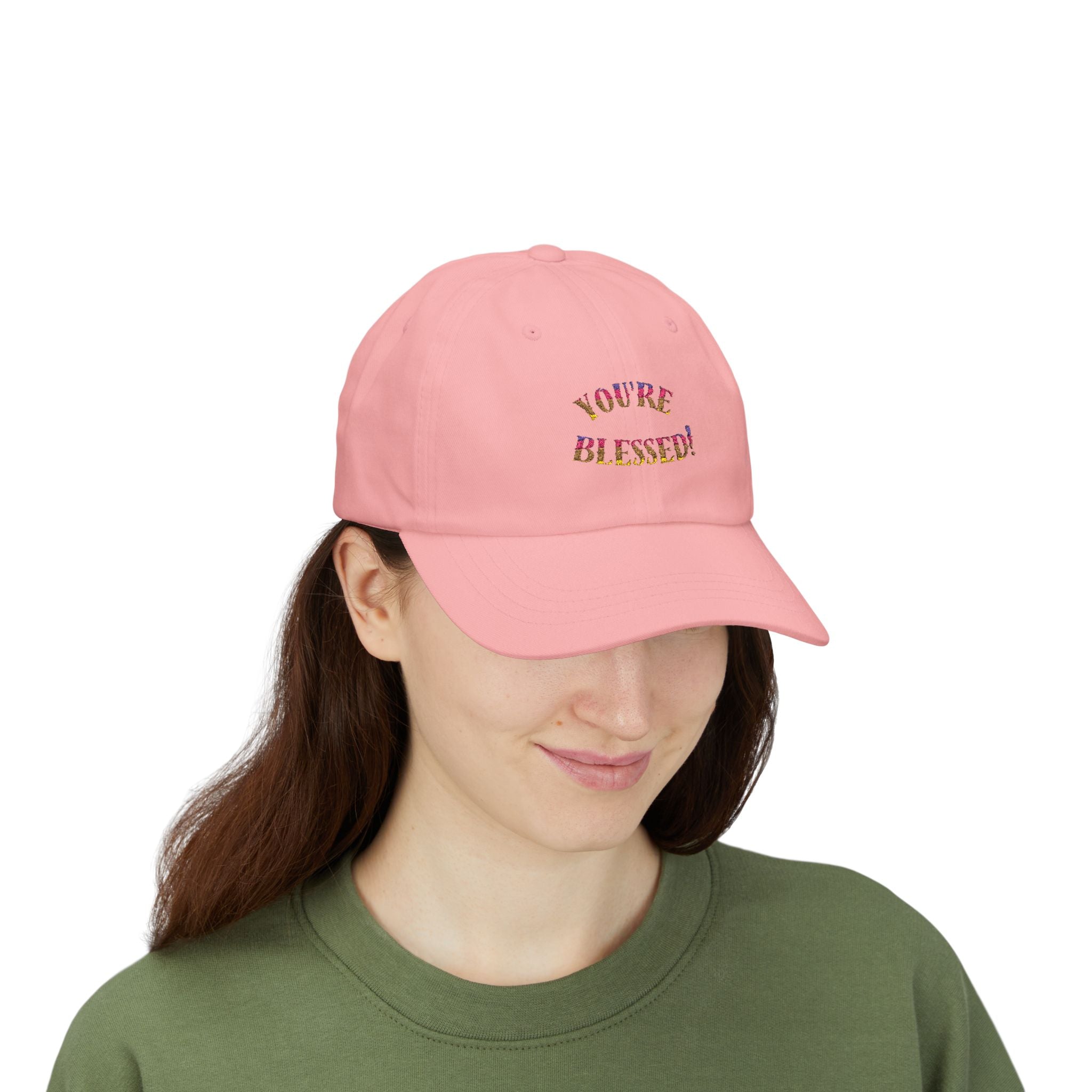 Dad Cap — "You're Blessed!" Embroidered Floral Script Baseball Hat