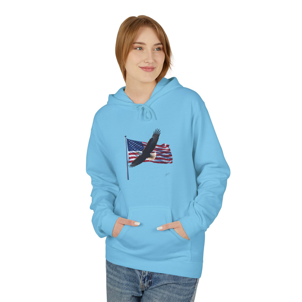 American Flag & Eagle Hoodie — Patriotic USA Bald Eagle Pullover