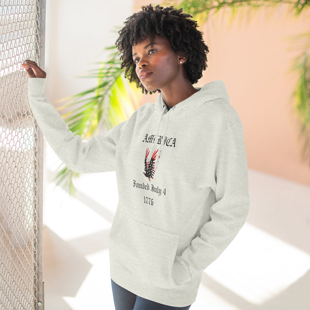 America Eagle Hoodie — Founded July 4, 1776 Patriotic Fleece Pullover