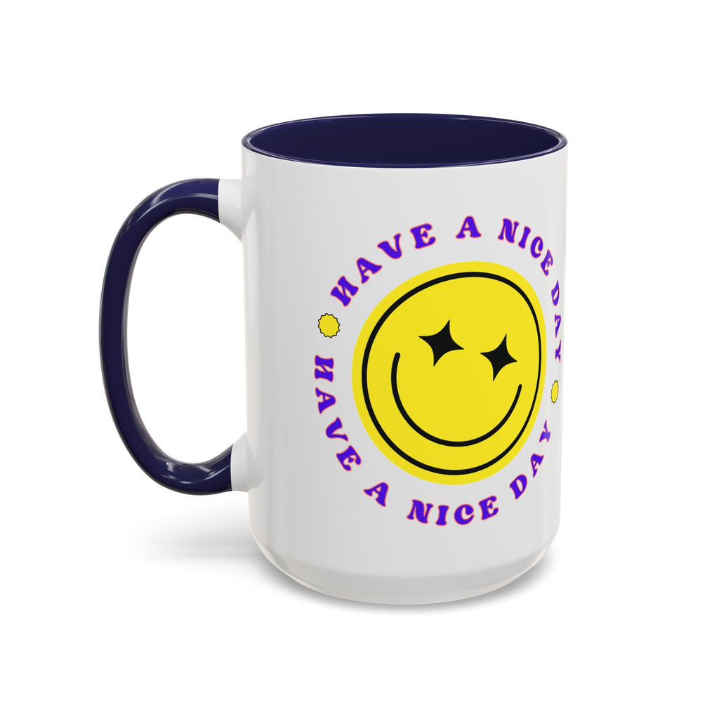 Have a Nice Day Smile Face Coffee Mug — Retro Yellow Smiley Accent Mug (11/15oz)