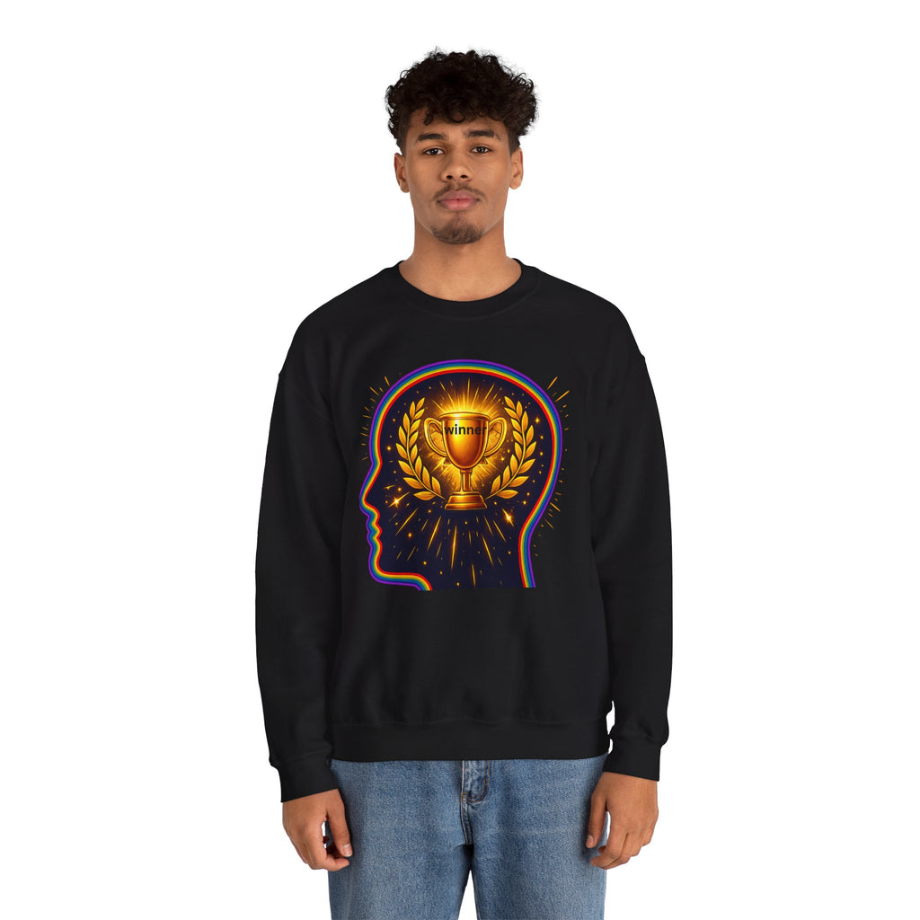 Crewneck Sweatshirt — 'Winner' Trophy Brain Graphic
