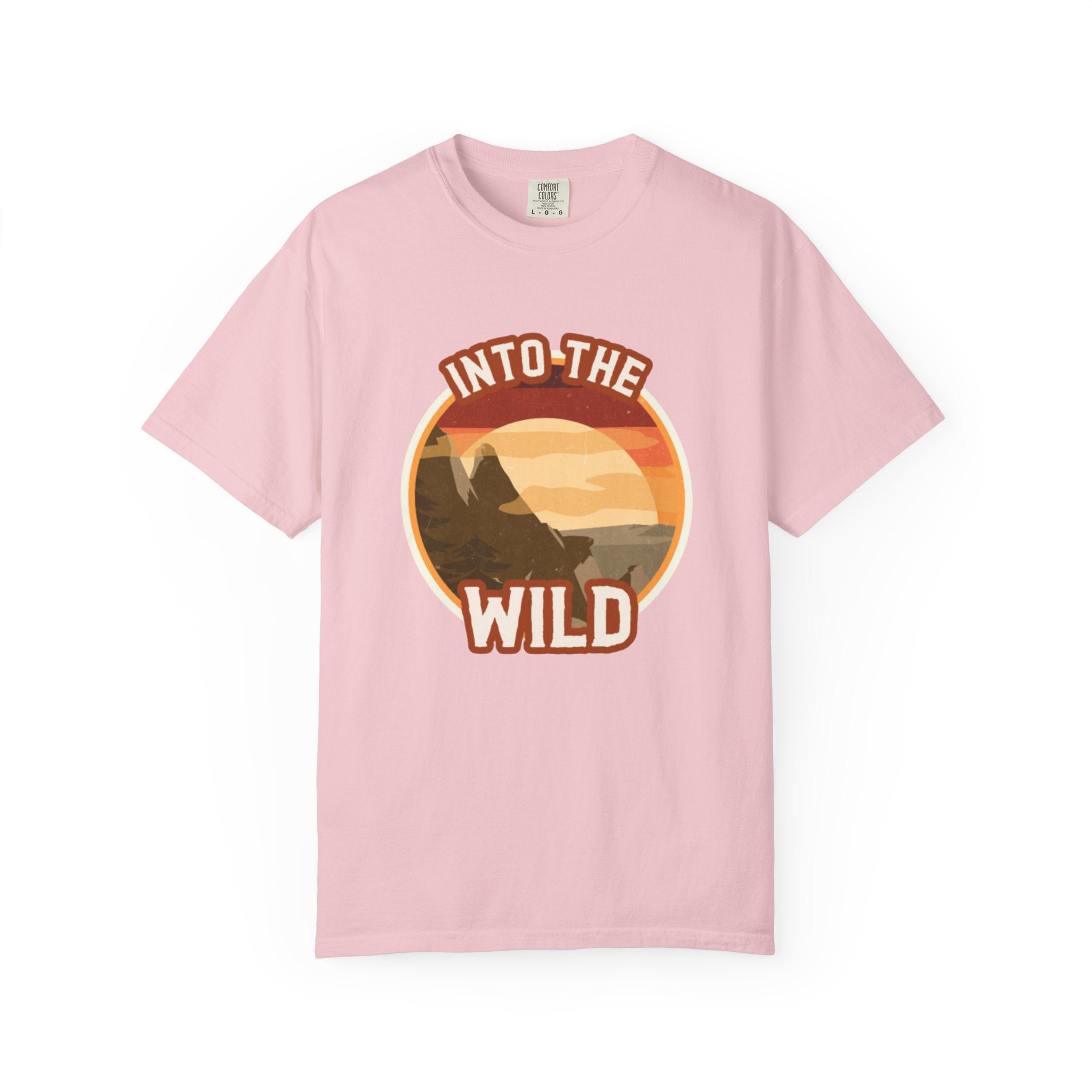 Into The Wild T-Shirt — Retro Sunset Mountain Adventure Tee