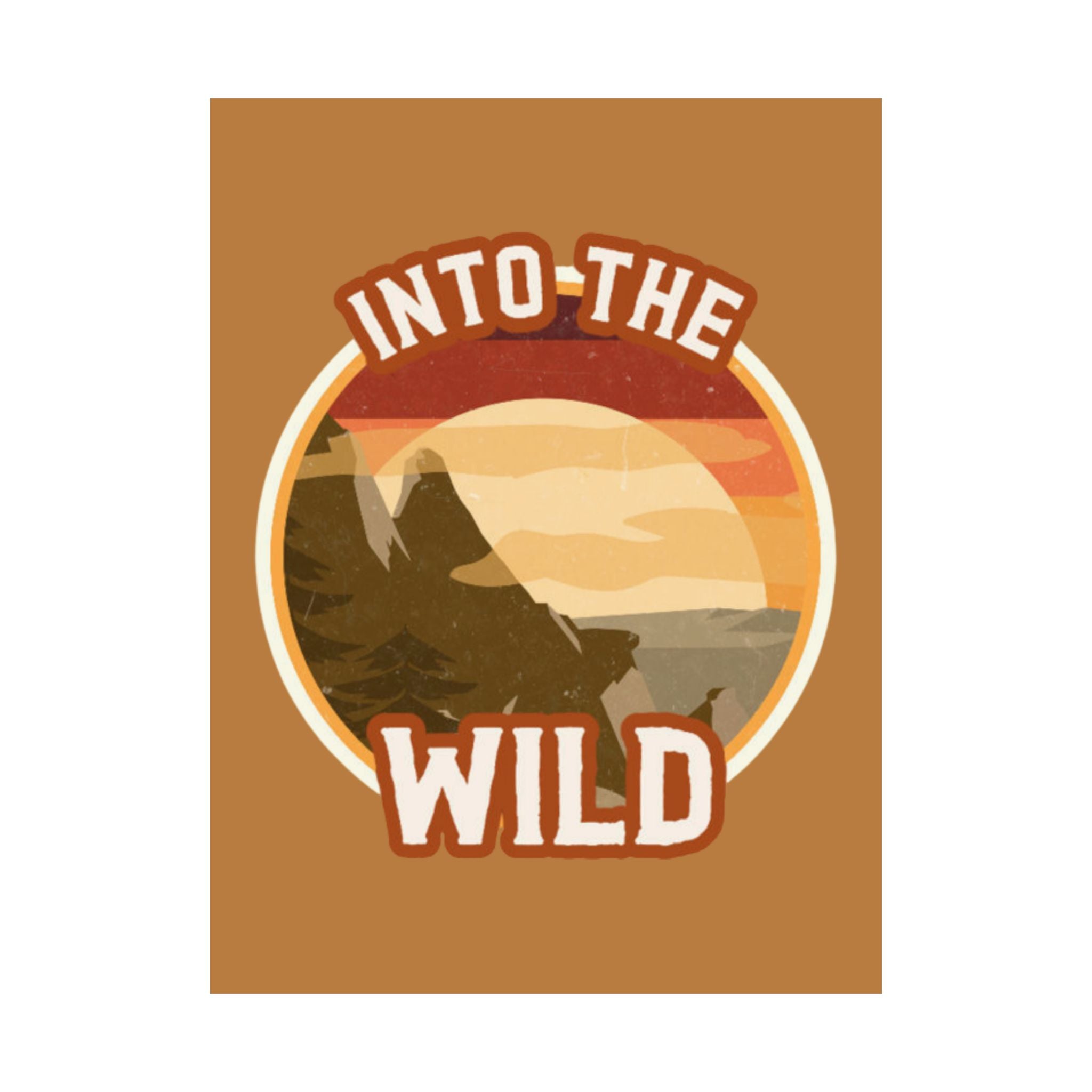 Into The Wild Poster — Retro Mountain Adventure Matte Vertical Print