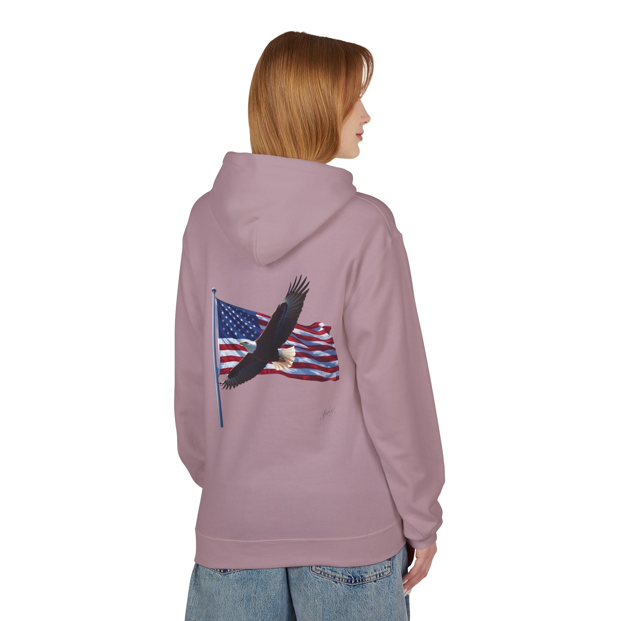 American Flag & Eagle Hoodie — Patriotic USA Bald Eagle Pullover