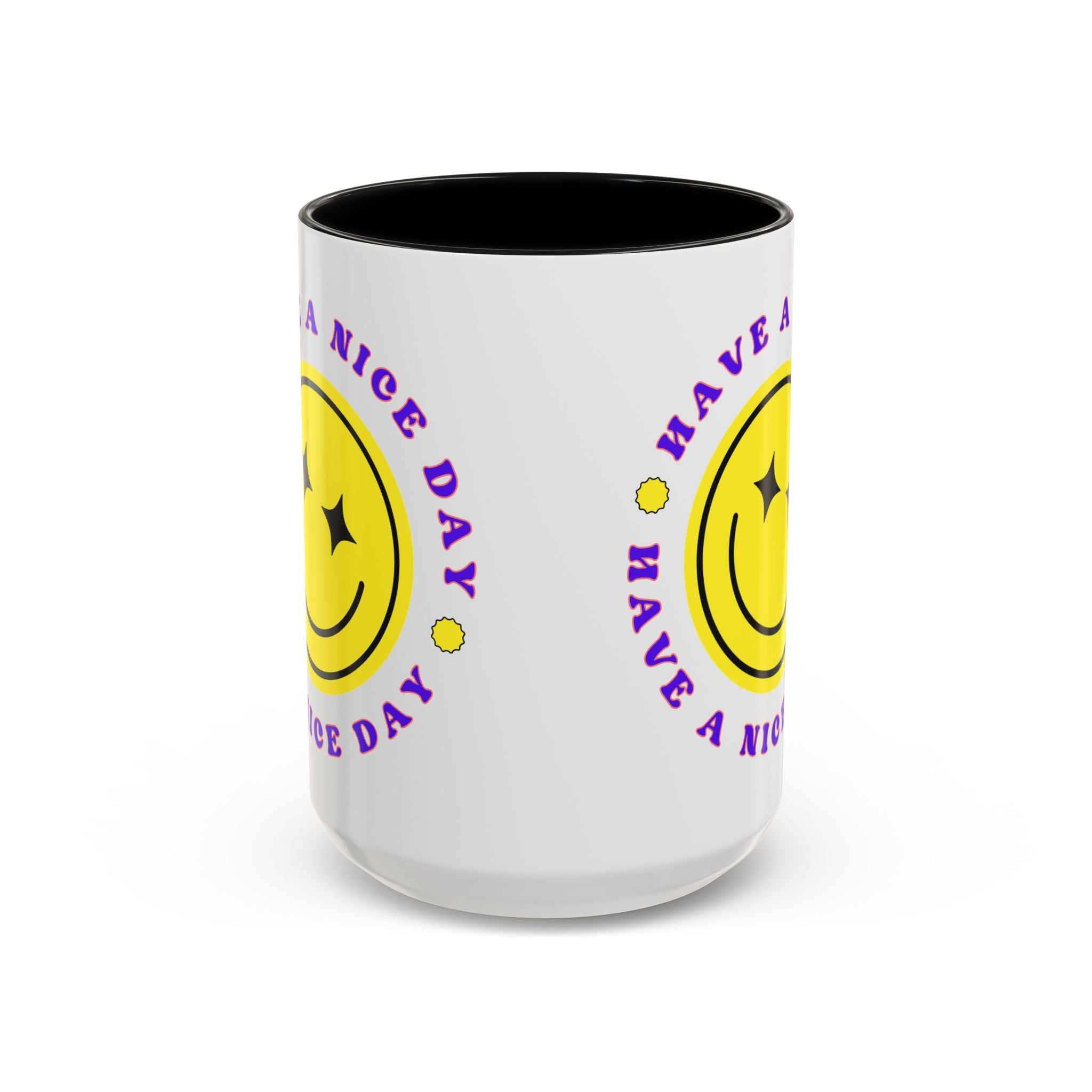 Have a Nice Day Smile Face Coffee Mug — Retro Yellow Smiley Accent Mug (11/15oz)