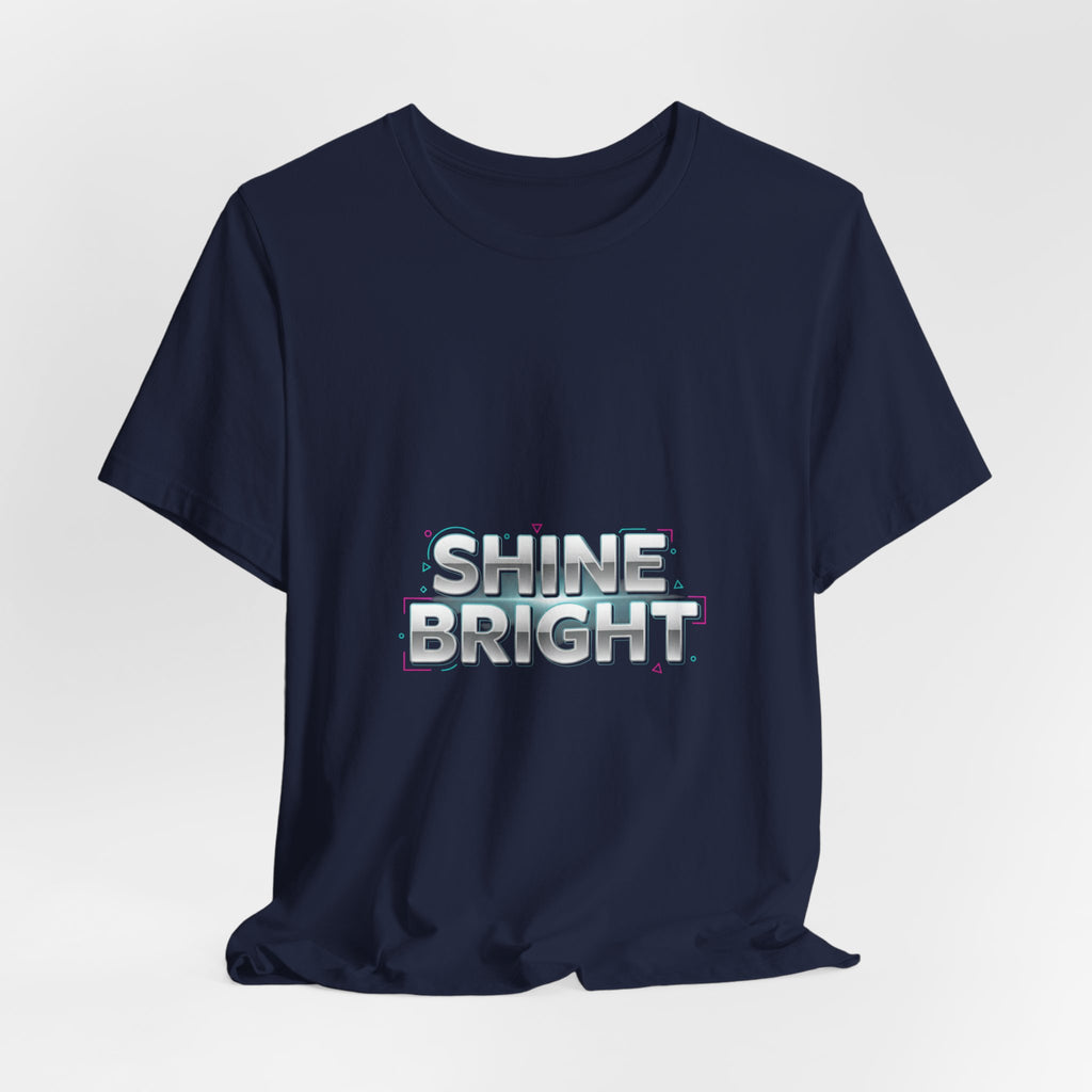 Copy of Shine Bright chrome text Tee | metallic wordmark, Y2K bevel font