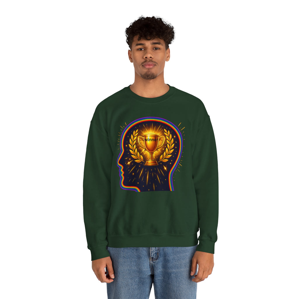 Crewneck Sweatshirt — 'Winner' Trophy Brain Graphic