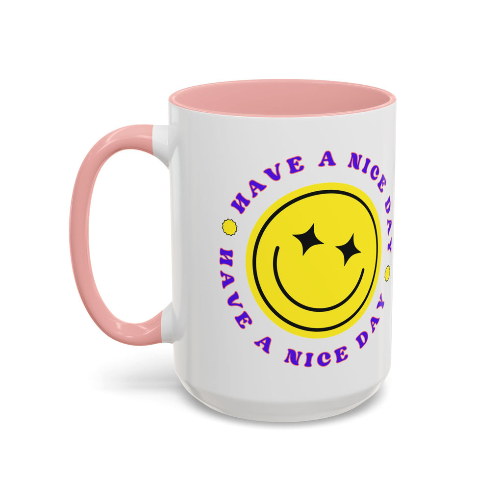 Have a Nice Day Smile Face Coffee Mug — Retro Yellow Smiley Accent Mug (11/15oz)