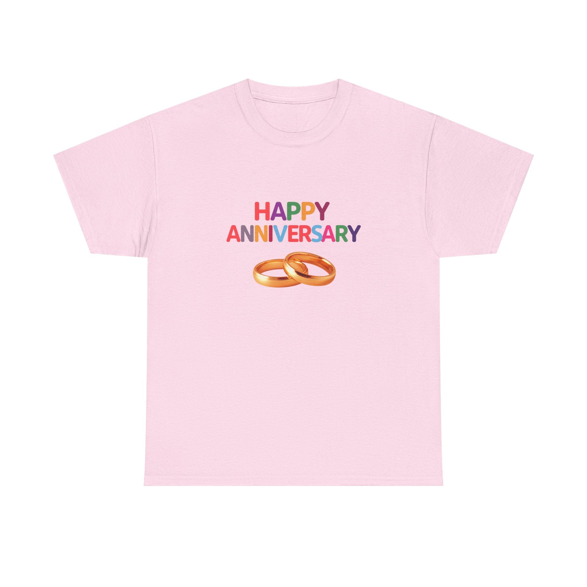 Anniversary T-Shirt — "Happy Anniversary" with Gold Rings