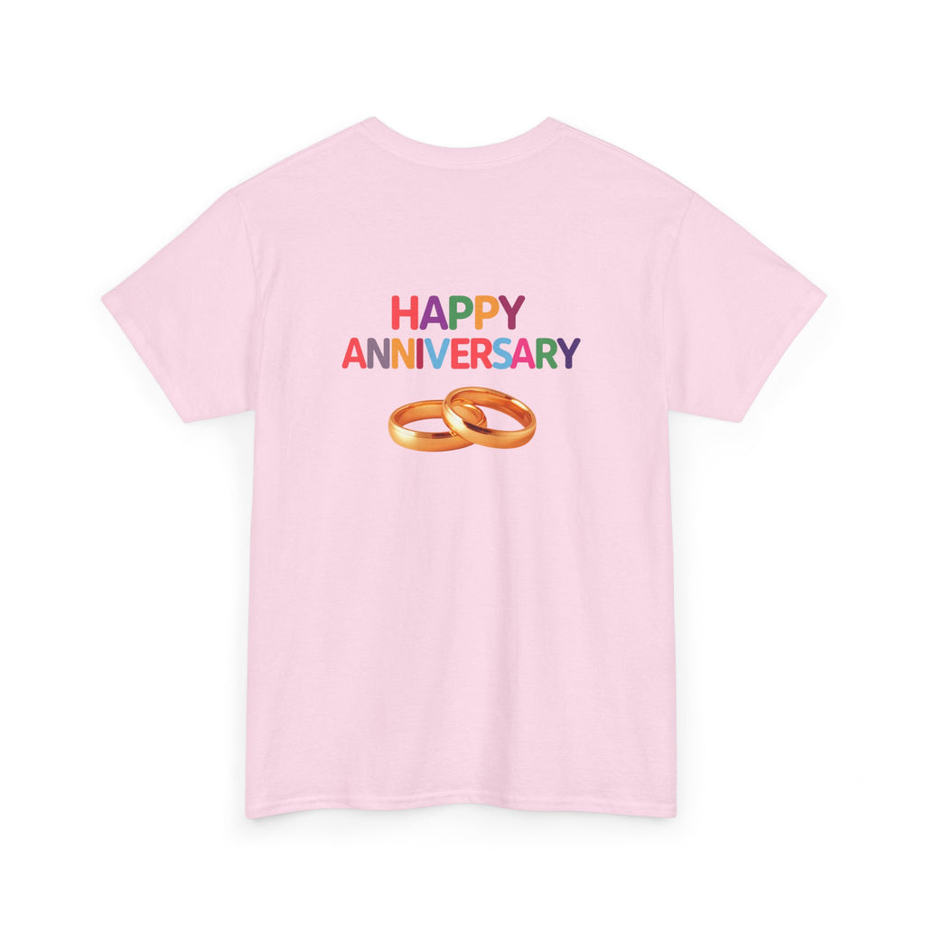 Anniversary T-Shirt — "Happy Anniversary" with Gold Rings