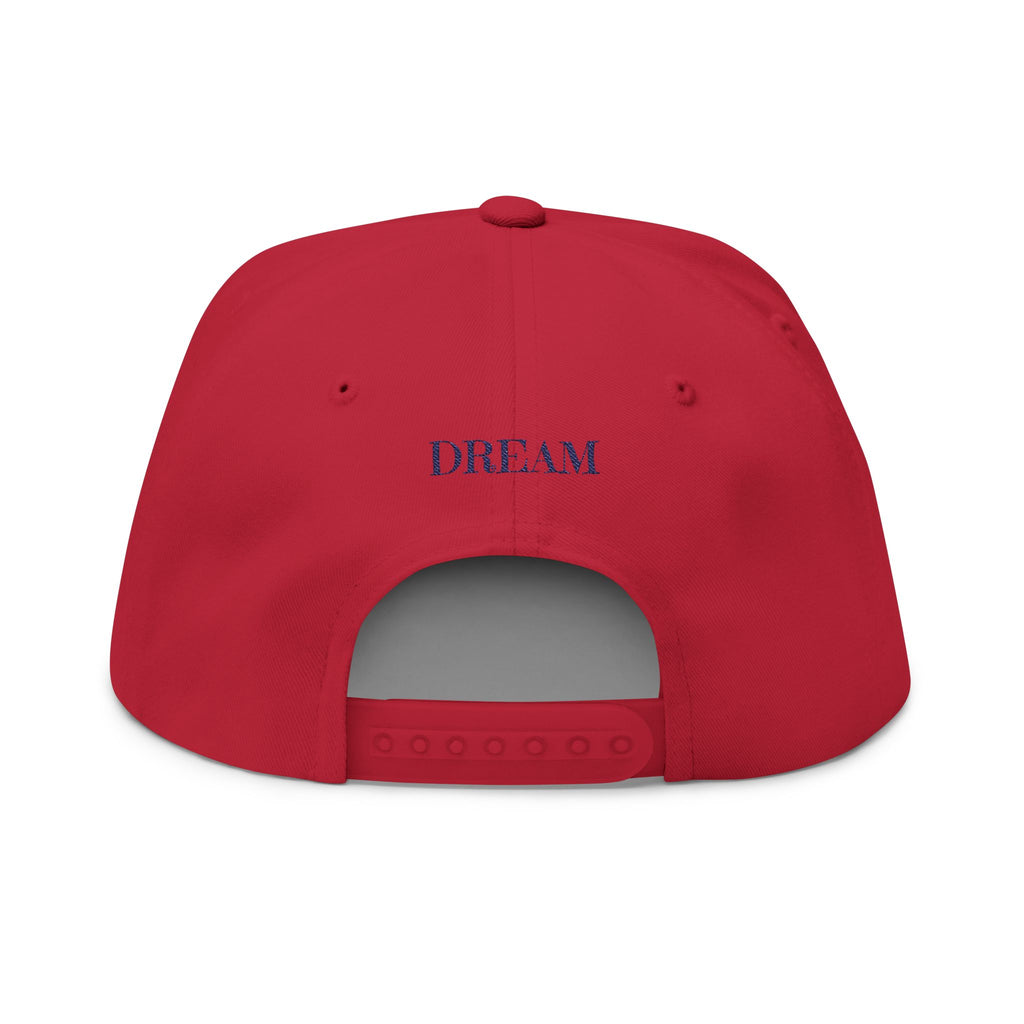 Dream Embroidered Flat Bill Cap — Minimal Motivational Snapback