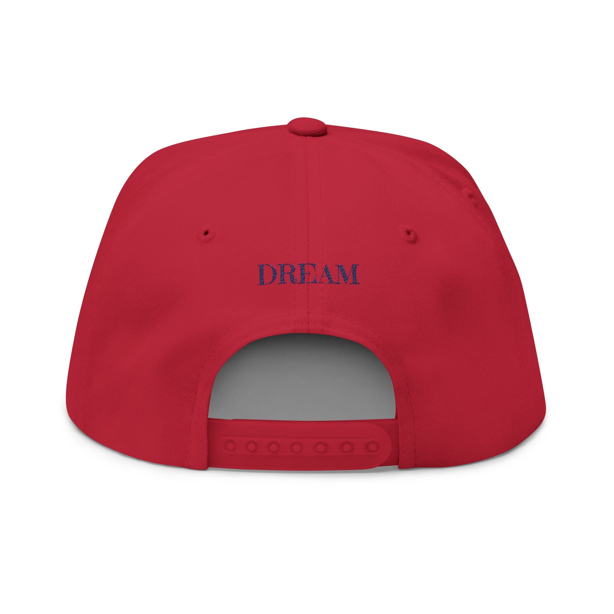 Dream Embroidered Flat Bill Cap — Minimal Motivational Snapback