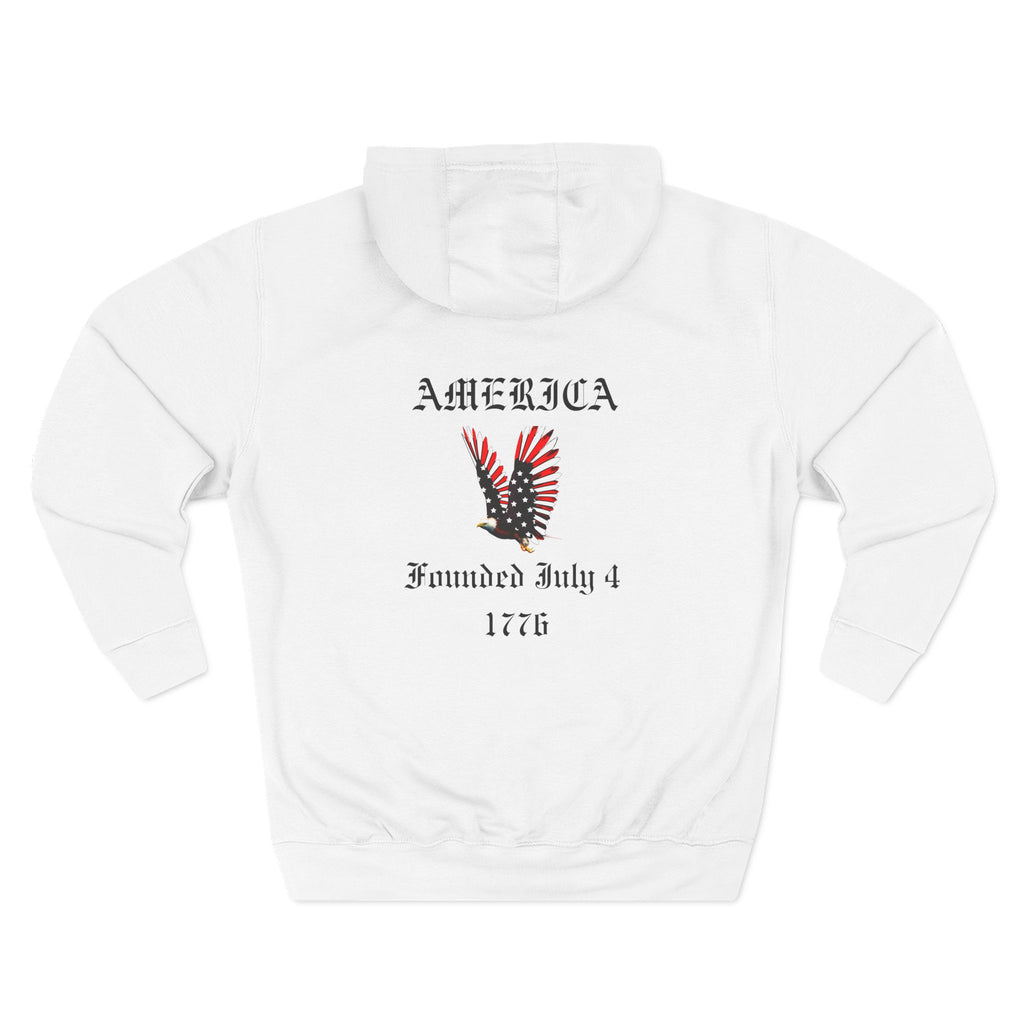 America Eagle Hoodie — Founded July 4, 1776 Patriotic Fleece Pullover