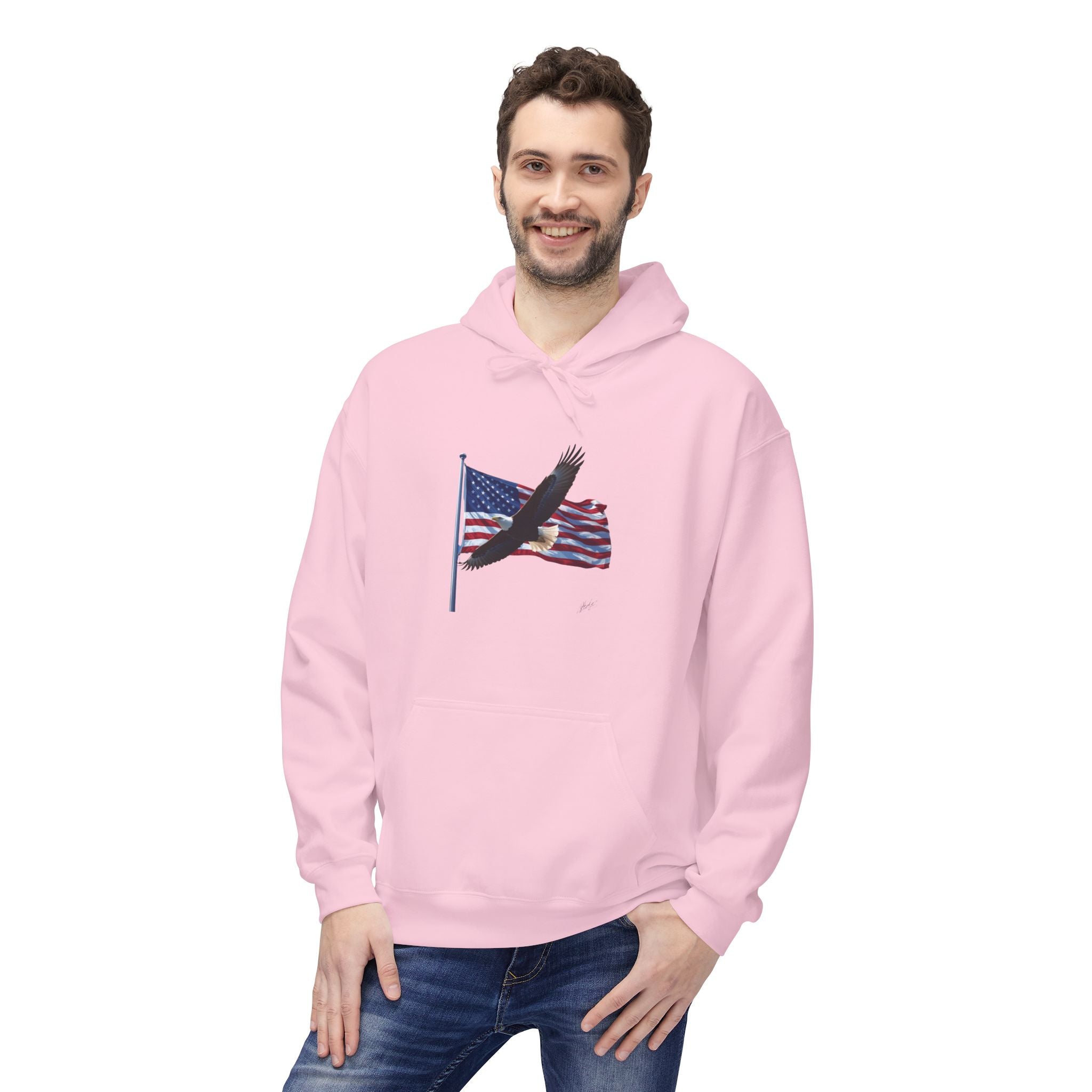 American Flag & Eagle Hoodie — Patriotic USA Bald Eagle Pullover