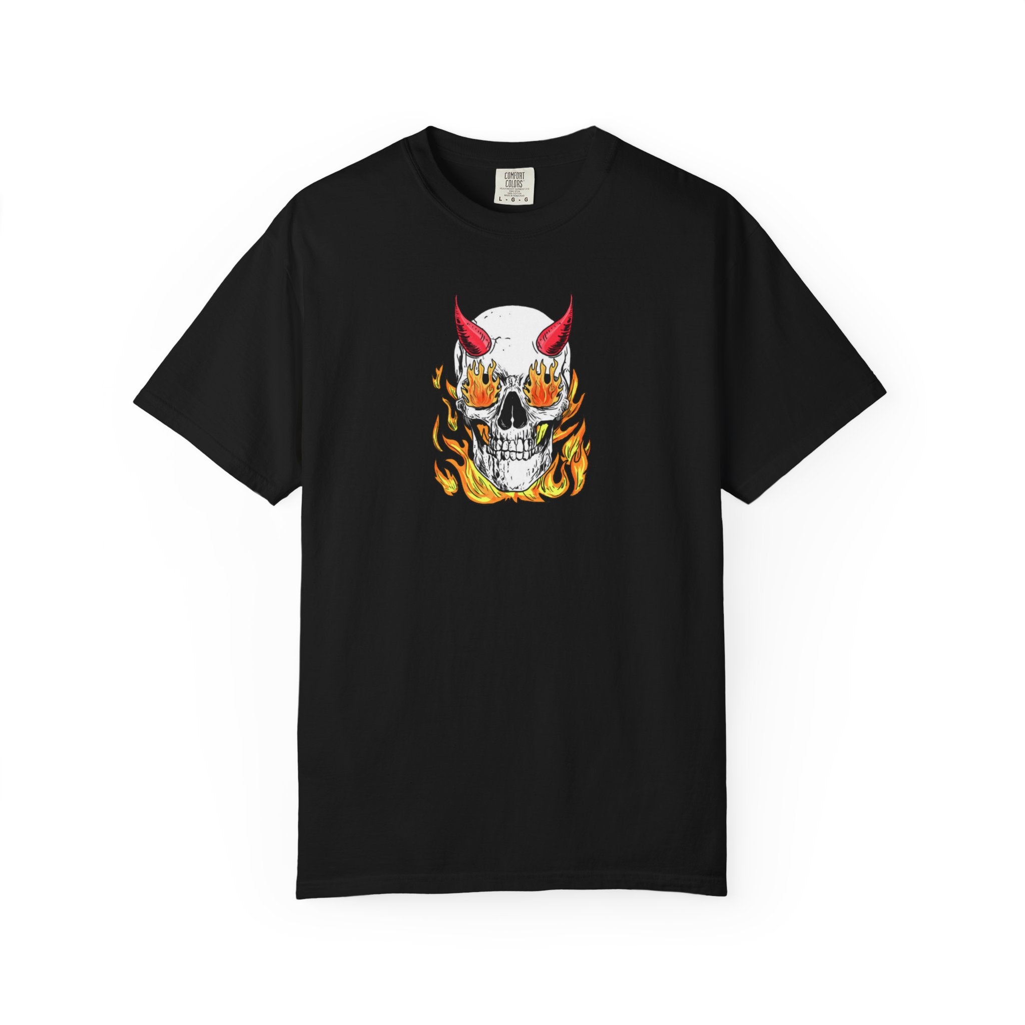 Flaming Devil Skull T-Shirt — Edgy Retro Tattoo Graphic Tee