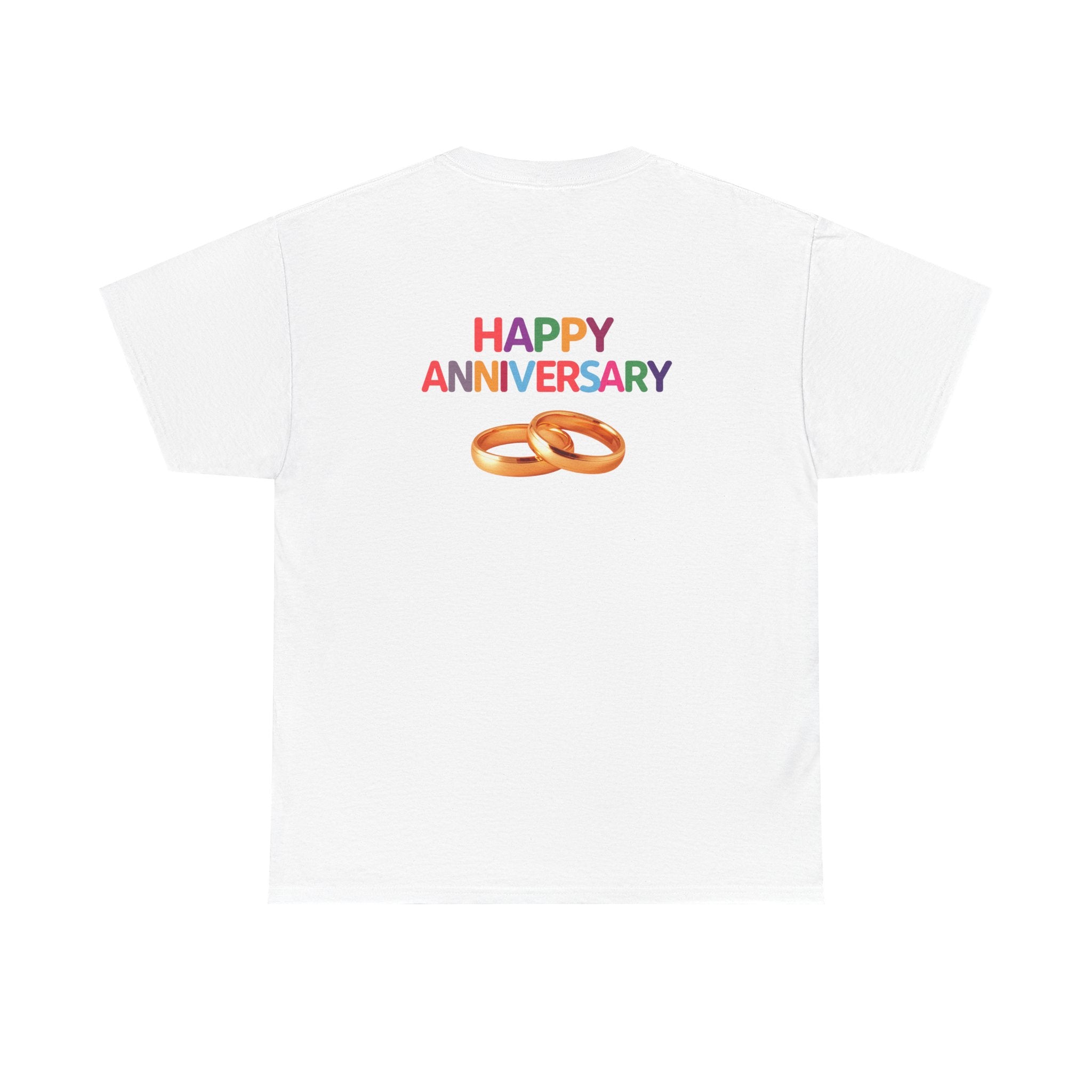 Anniversary T-Shirt — "Happy Anniversary" with Gold Rings