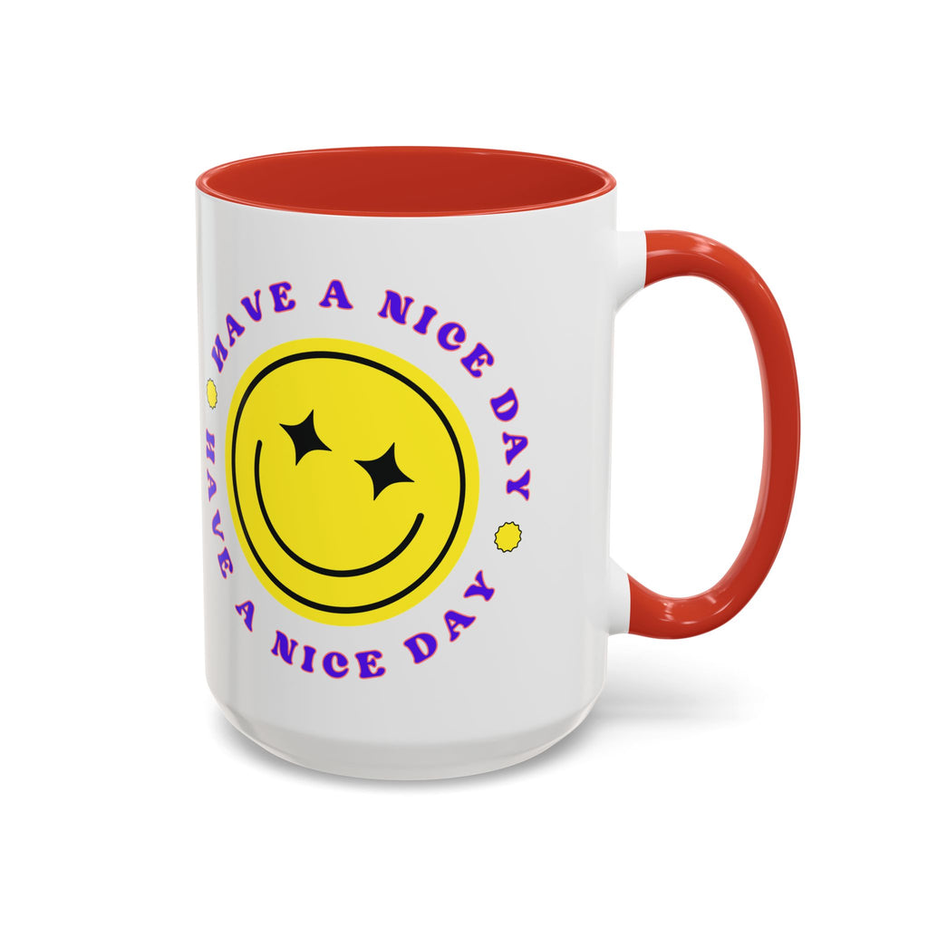 Have a Nice Day Smile Face Coffee Mug — Retro Yellow Smiley Accent Mug (11/15oz)