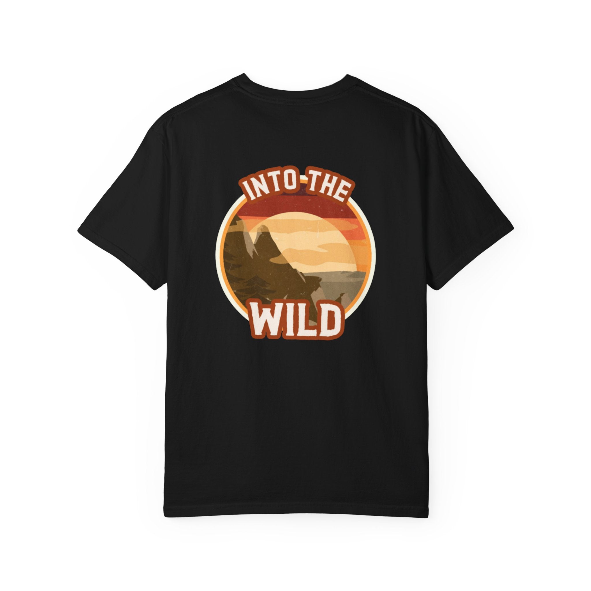 Into The Wild T-Shirt — Retro Sunset Mountain Adventure Tee