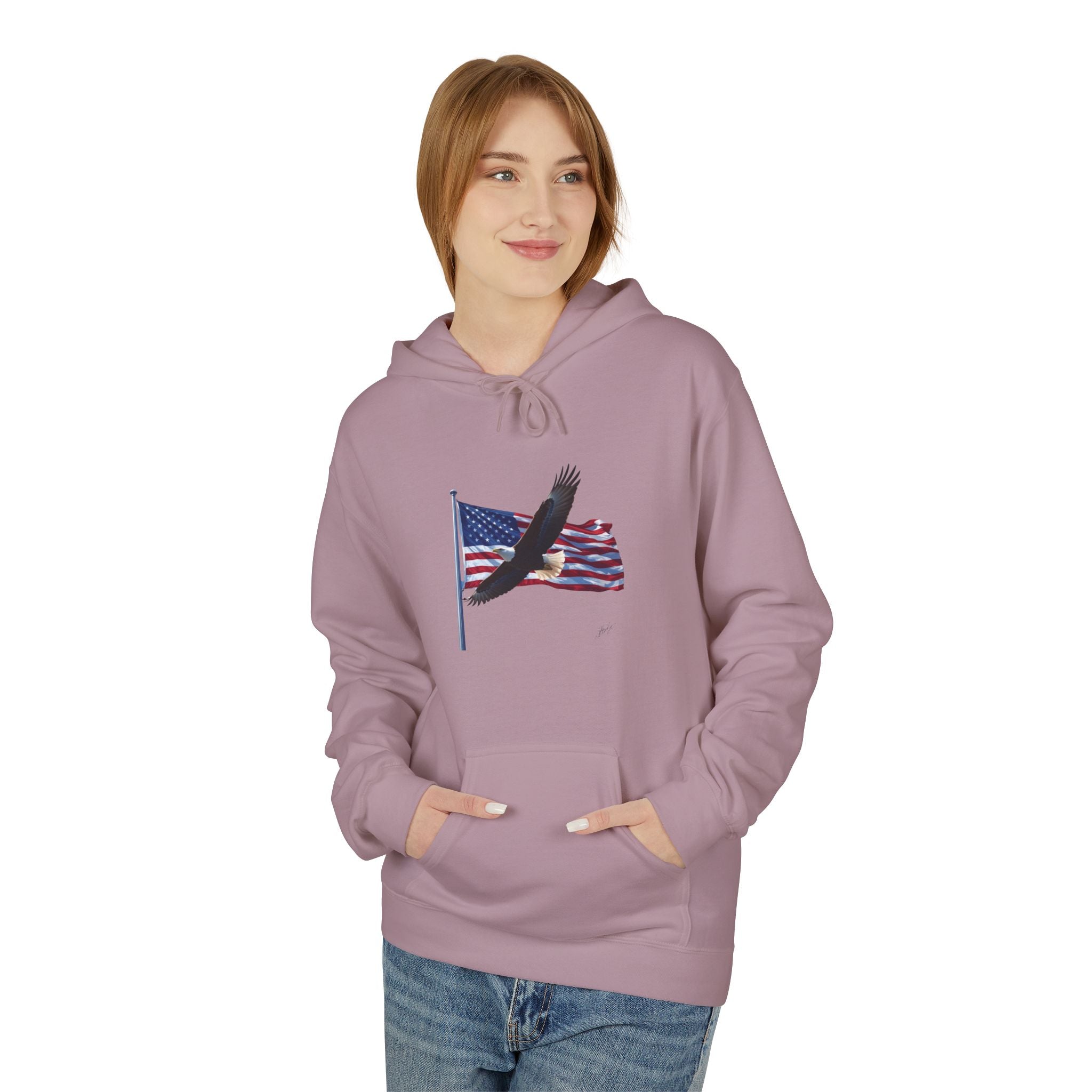 American Flag & Eagle Hoodie — Patriotic USA Bald Eagle Pullover