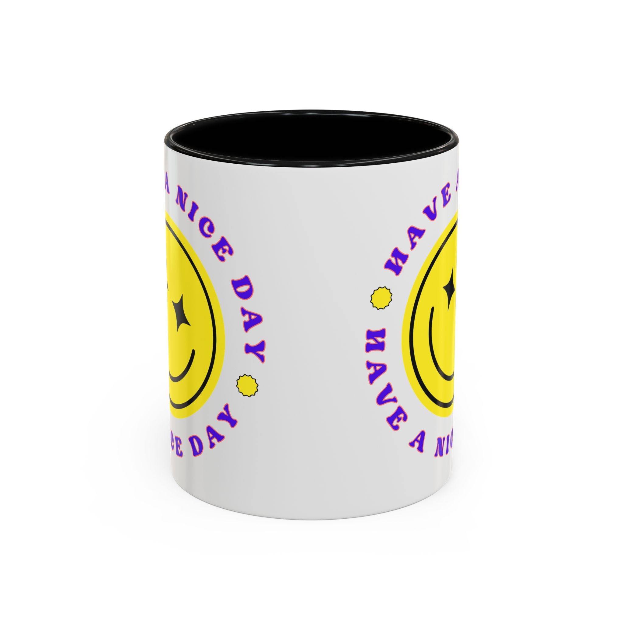 Have a Nice Day Smile Face Coffee Mug — Retro Yellow Smiley Accent Mug (11/15oz)