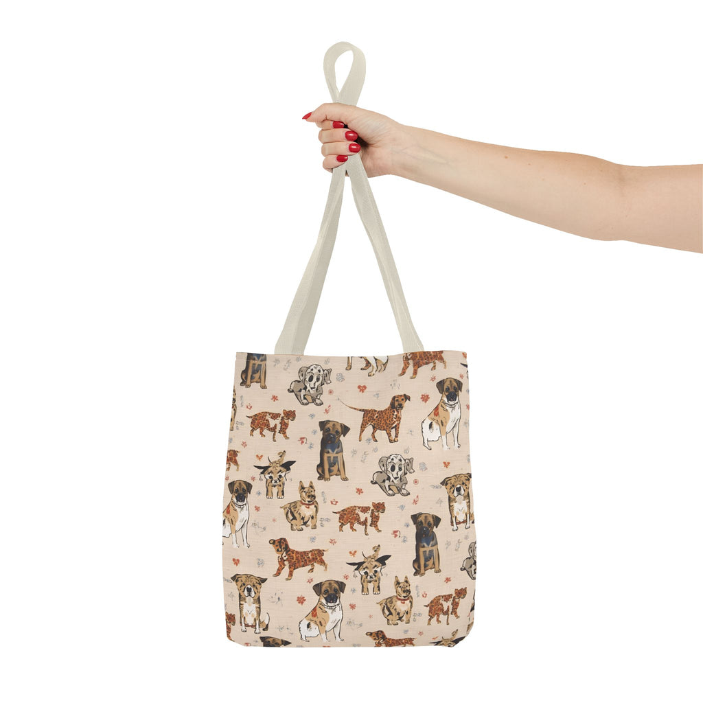 Dog Pattern Tote Bag — Cute Watercolor Puppies All-Over Print