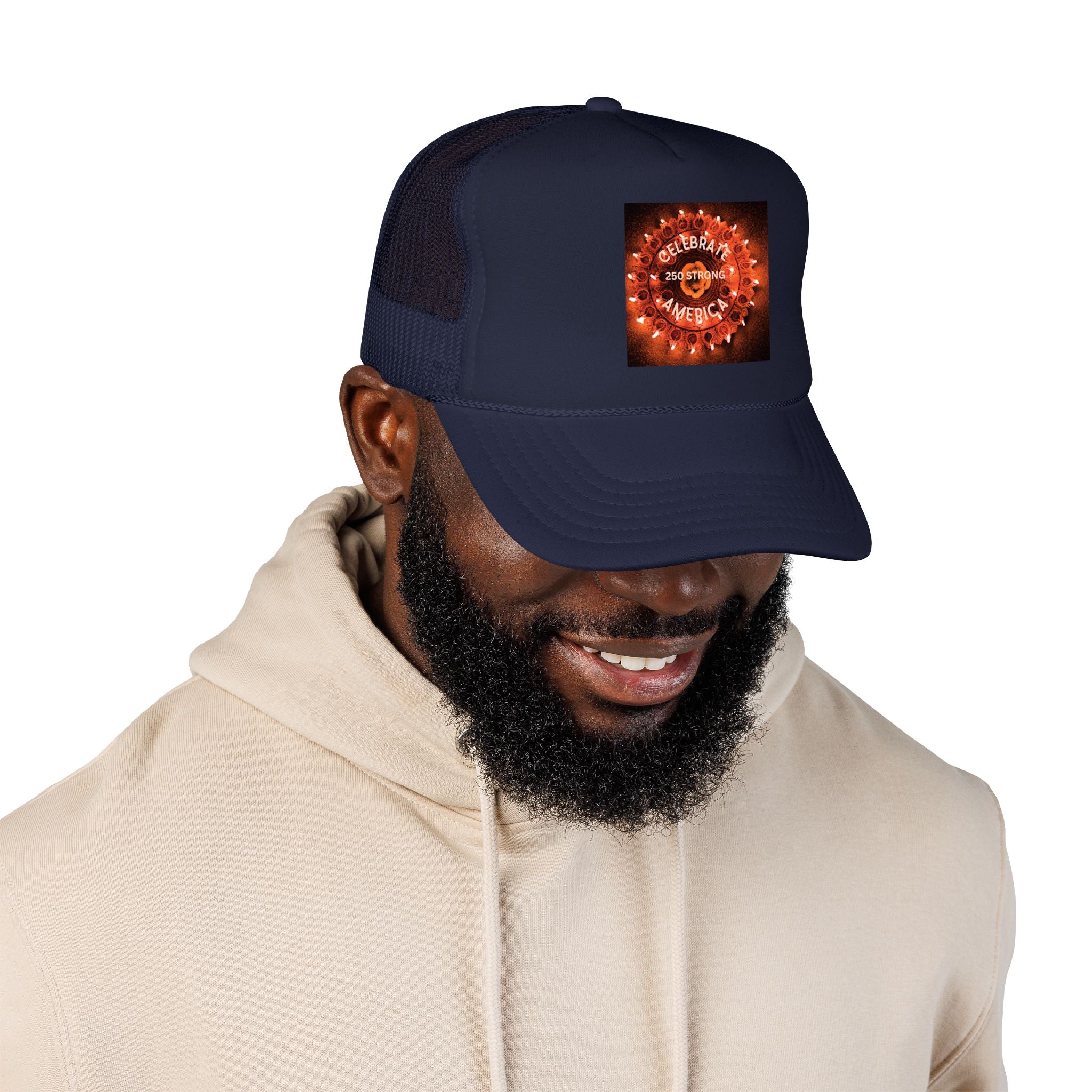 Trucker Hat — "Celebrate America" Firework Seal Patriotic Cap