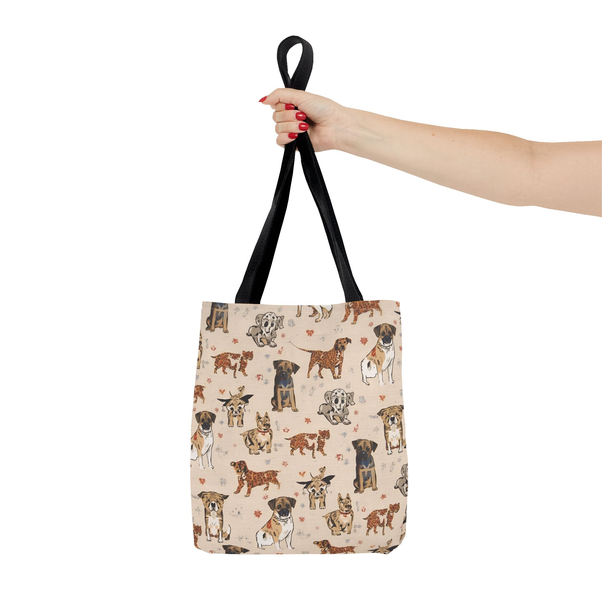 Dog Pattern Tote Bag — Cute Watercolor Puppies All-Over Print