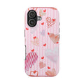 Valentine Hearts Tough Phone Case – Pink Striped Protective Phone Cover