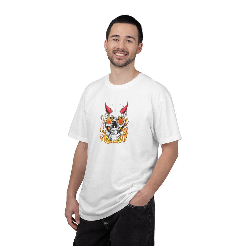 Flaming Devil Skull T-Shirt — Edgy Retro Tattoo Graphic Tee