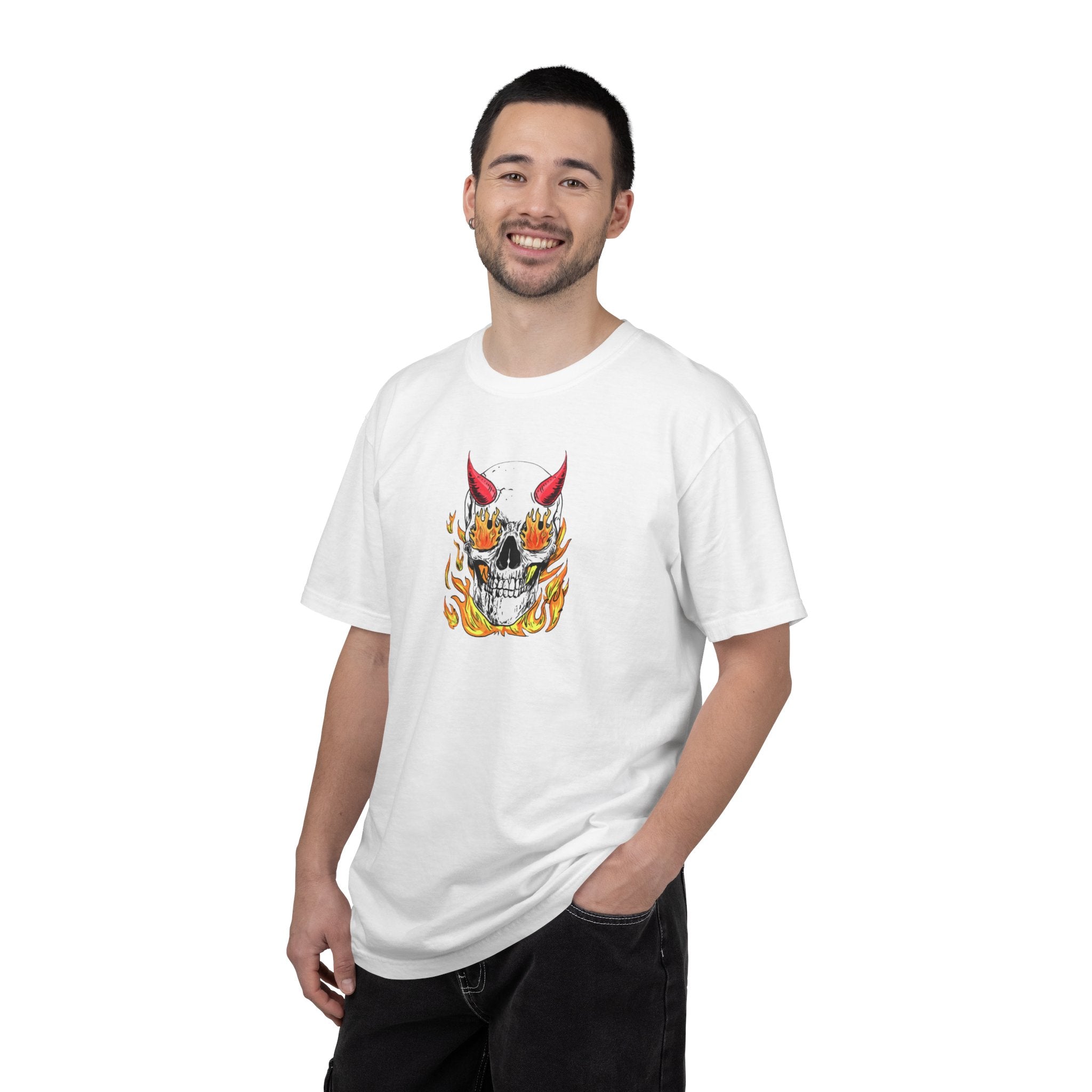 Flaming Devil Skull T-Shirt — Edgy Retro Tattoo Graphic Tee
