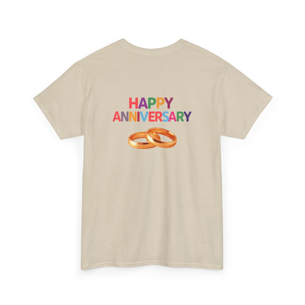 Anniversary T-Shirt — "Happy Anniversary" with Gold Rings