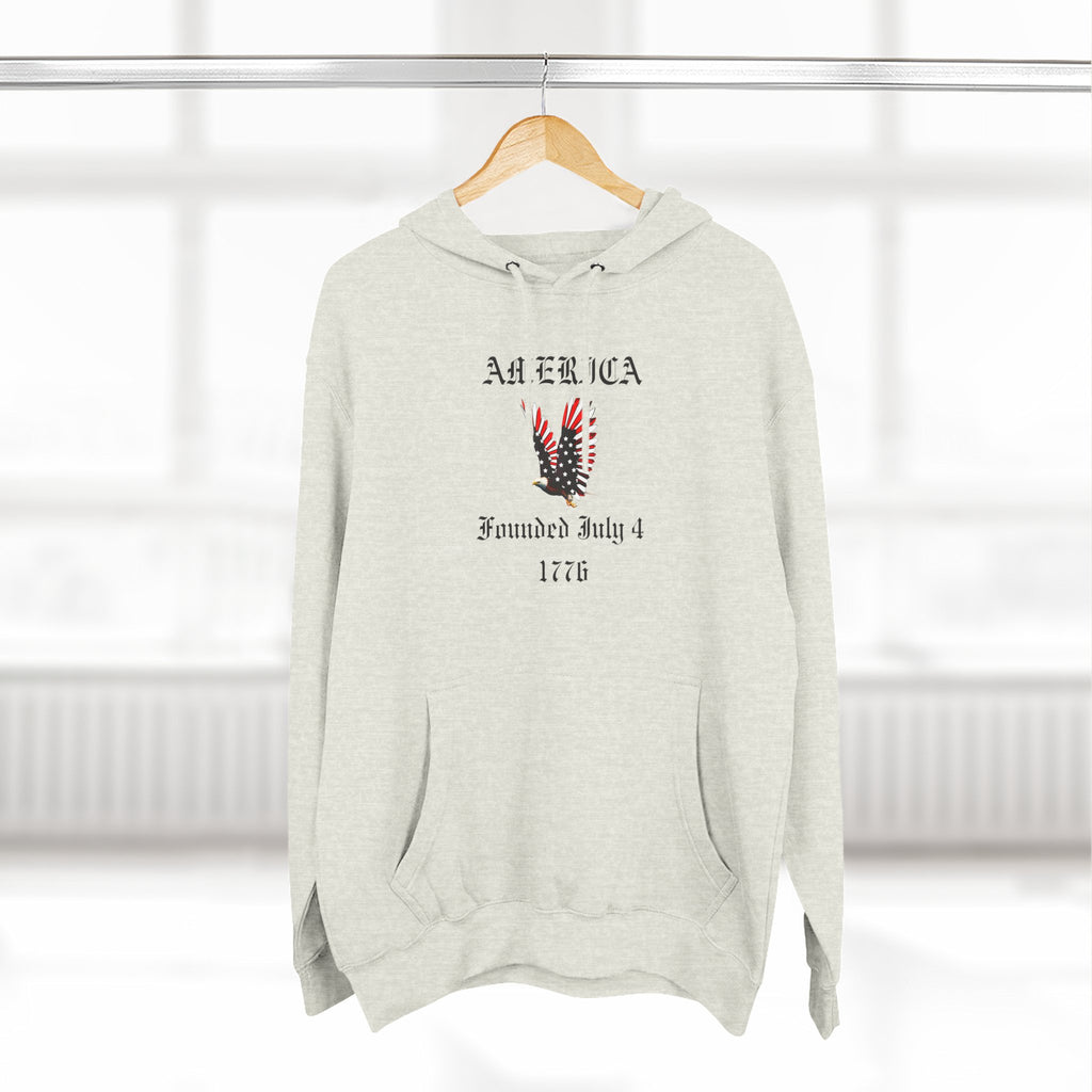America Eagle Hoodie — Founded July 4, 1776 Patriotic Fleece Pullover