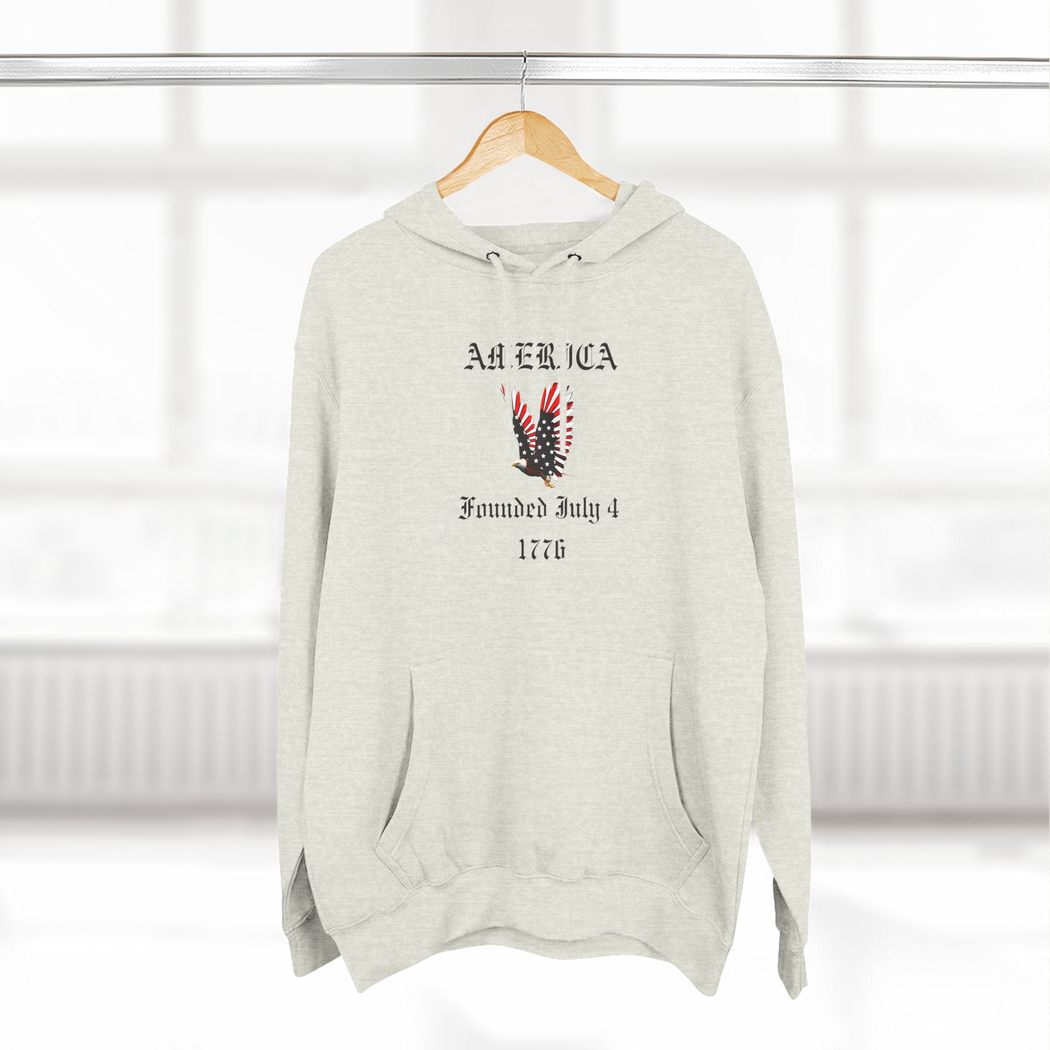 America Eagle Hoodie — Founded July 4, 1776 Patriotic Fleece Pullover