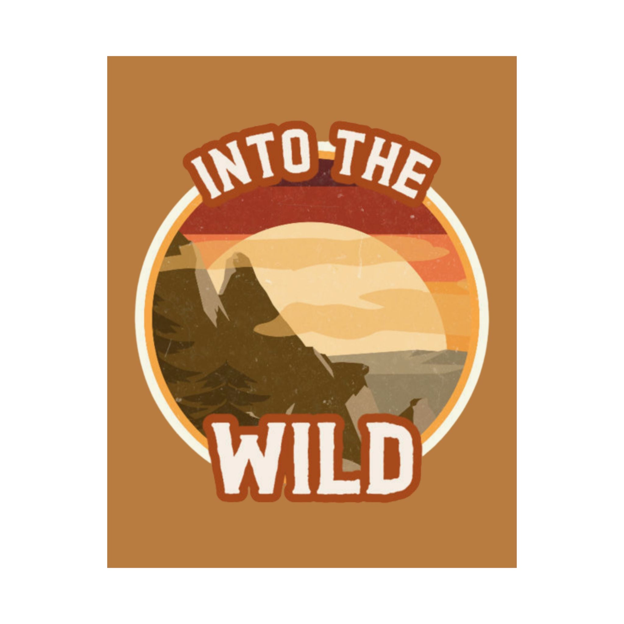 Into The Wild Poster — Retro Mountain Adventure Matte Vertical Print