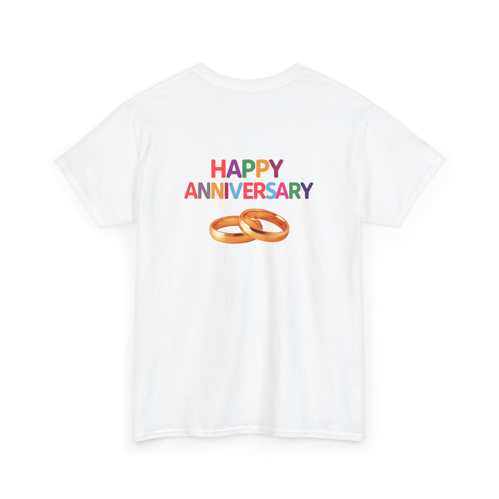 Anniversary T-Shirt — "Happy Anniversary" with Gold Rings