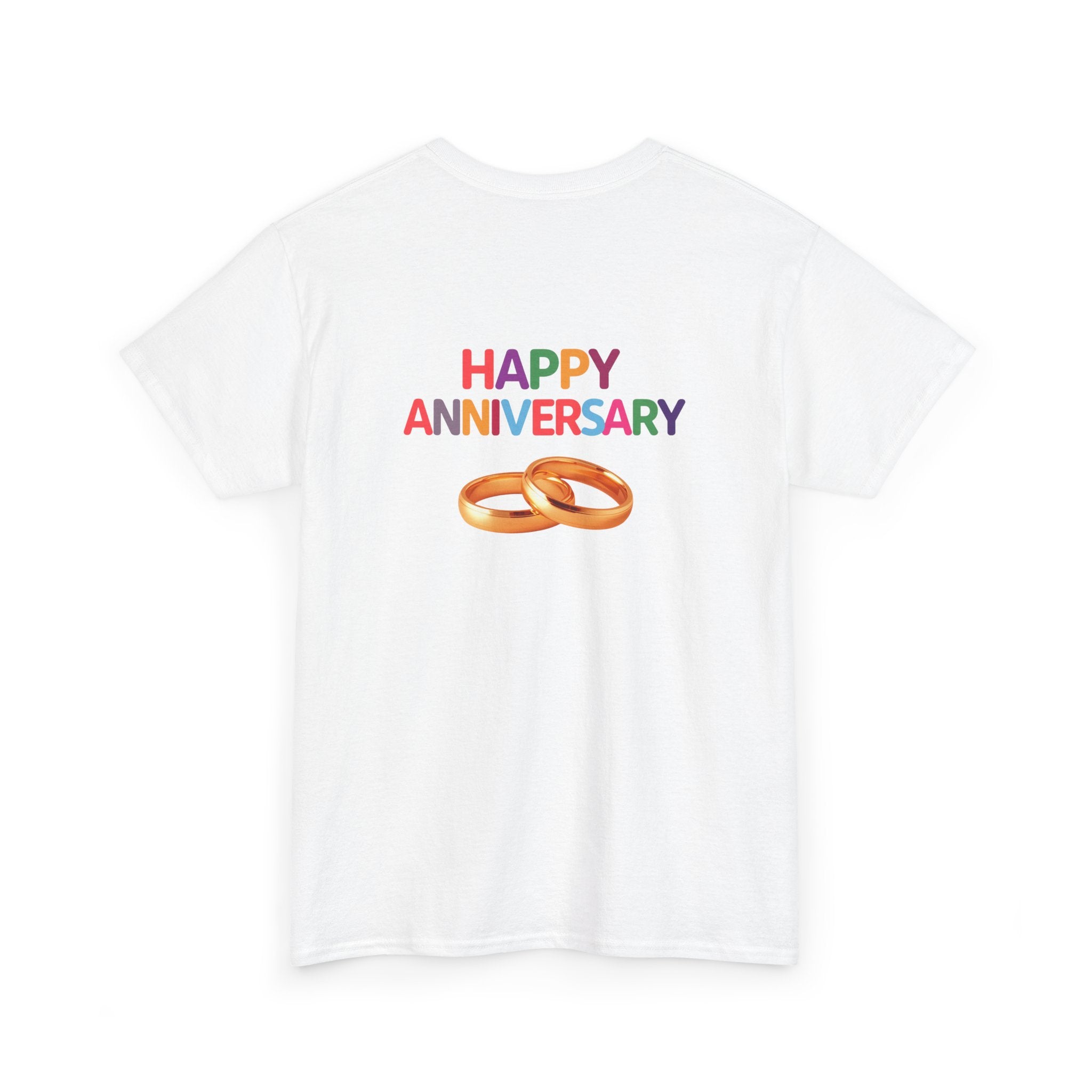 Anniversary T-Shirt — "Happy Anniversary" with Gold Rings